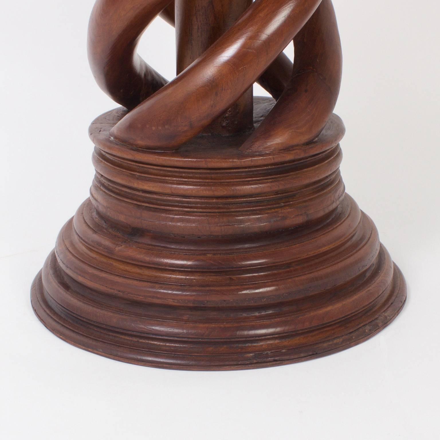 Antique 19th Century Large Spiral Carved Mahogany Pedestal 2