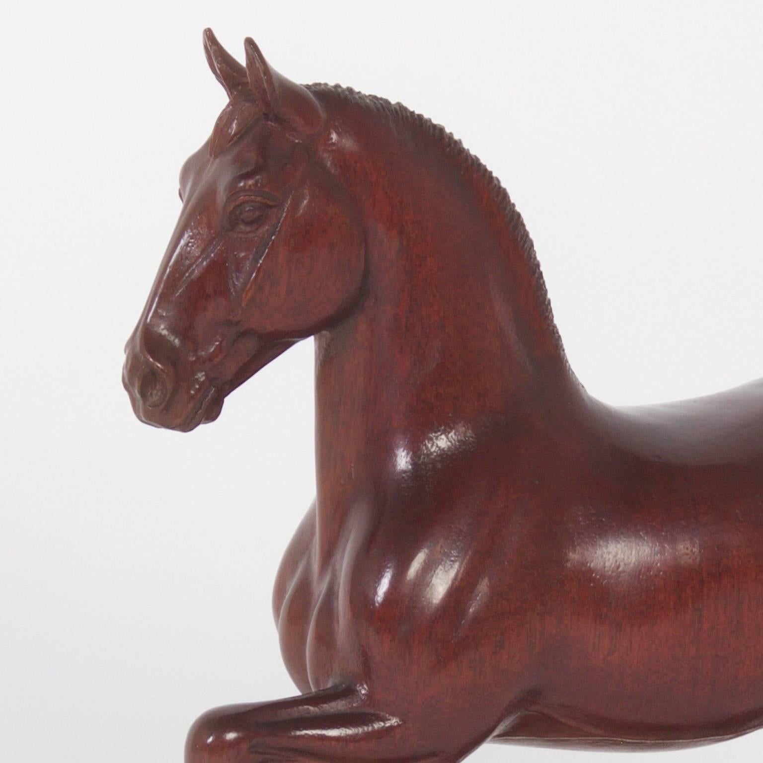 Two Peter Giba Horse Carvings In Good Condition In Palm Beach, FL