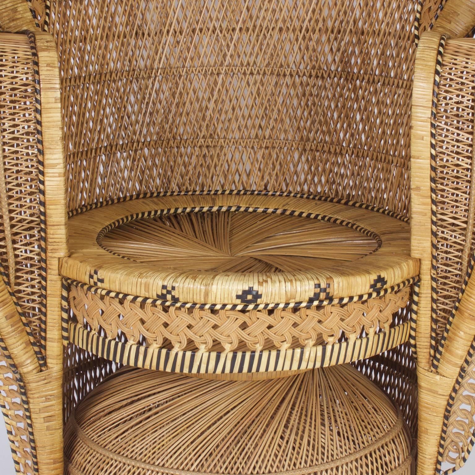 Vintage Rattan Peacock Chair In Excellent Condition In Palm Beach, FL