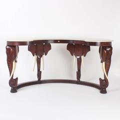 Mid-Century Mahogany Maitland-Smith Desk with Elephant Motif