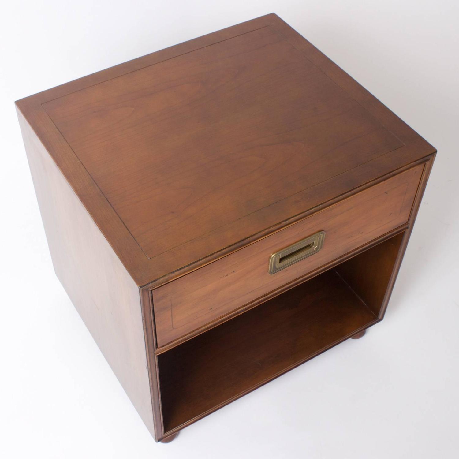 Pair of Signed Baker Walnut Nightstands For Sale at 1stdibs