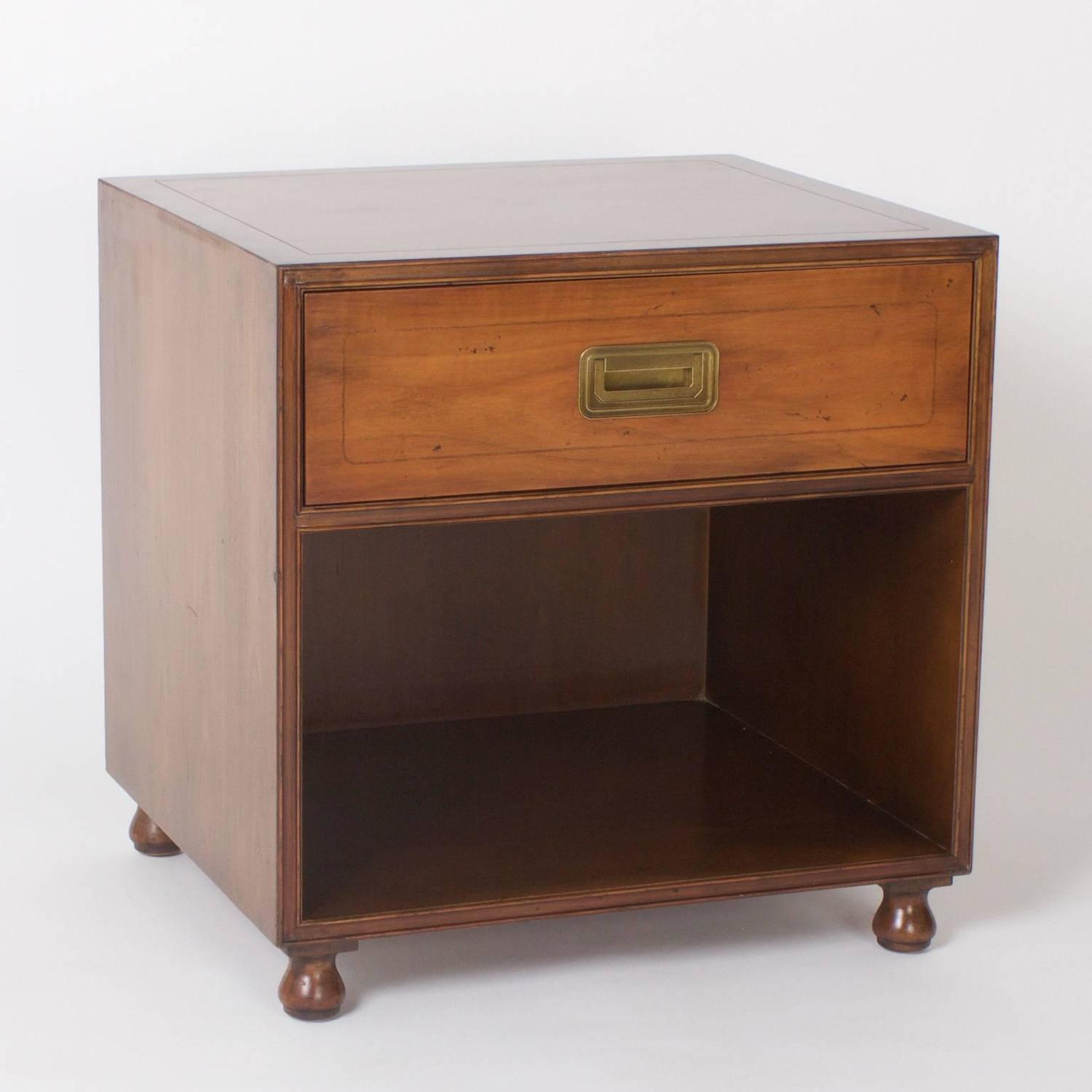 Pair of Signed Baker Walnut Nightstands For Sale at 1stdibs