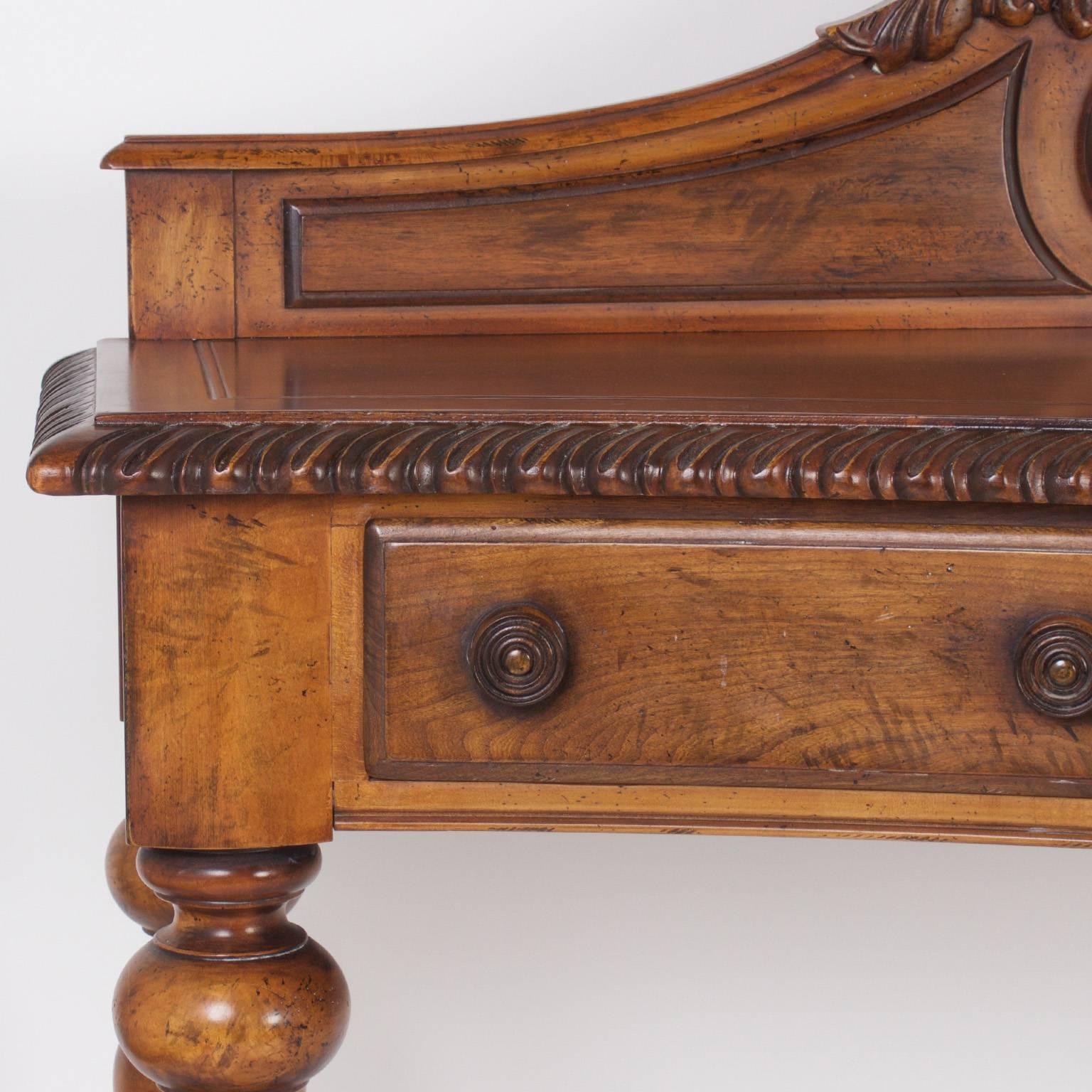 British Colonial Three-Drawer Sideboard or Server in Walnut