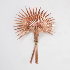 Large Pair of Copper and Brass Palmetto Palm Sconces