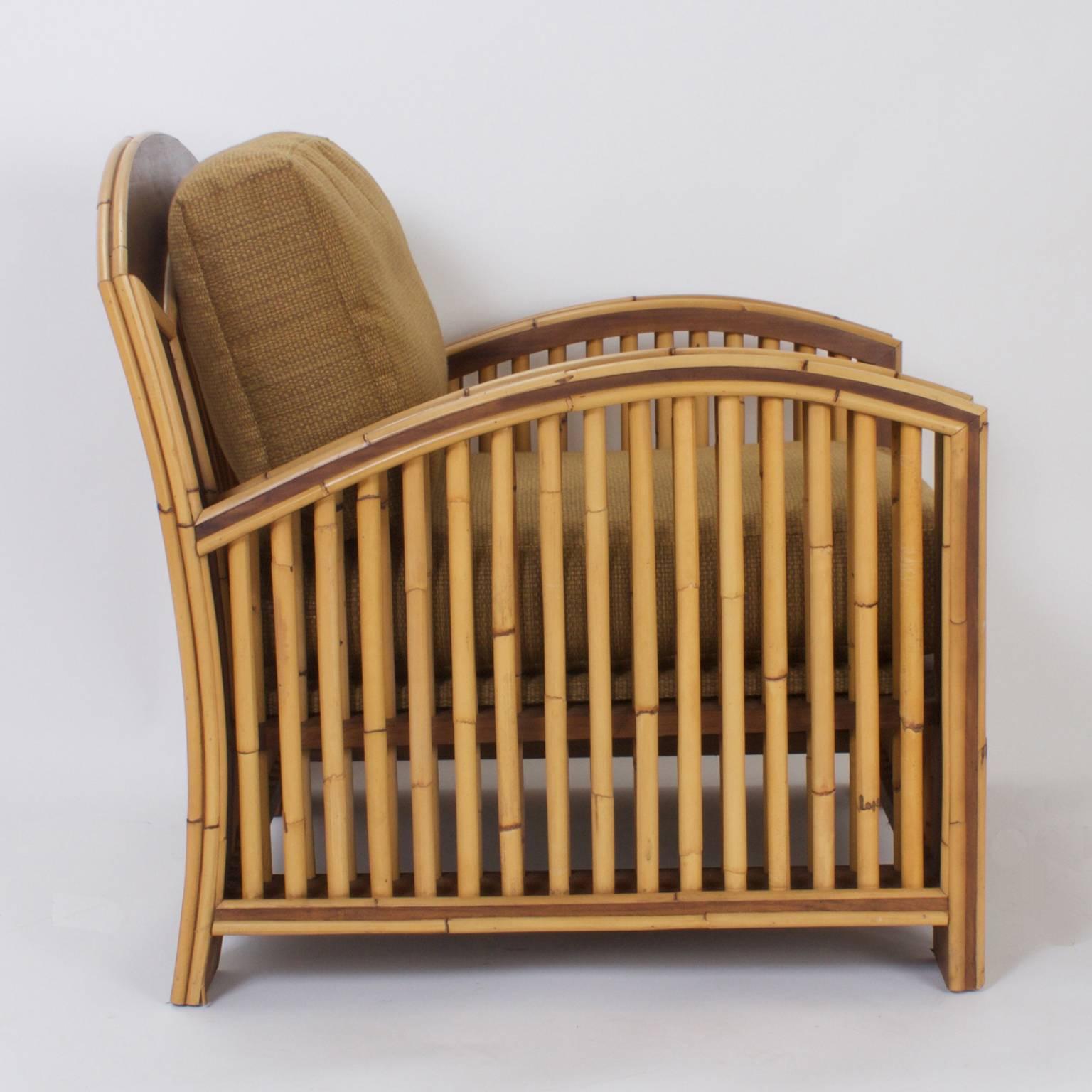 American Pair of Art Deco Rattan Club Chairs