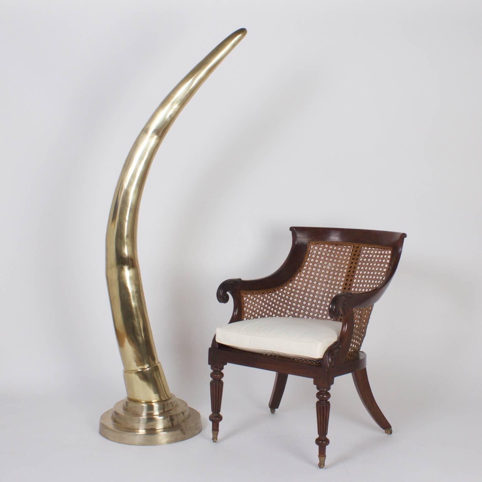 Anglo-Indian Large Mid Century Pair of Brass Elephant Tusks