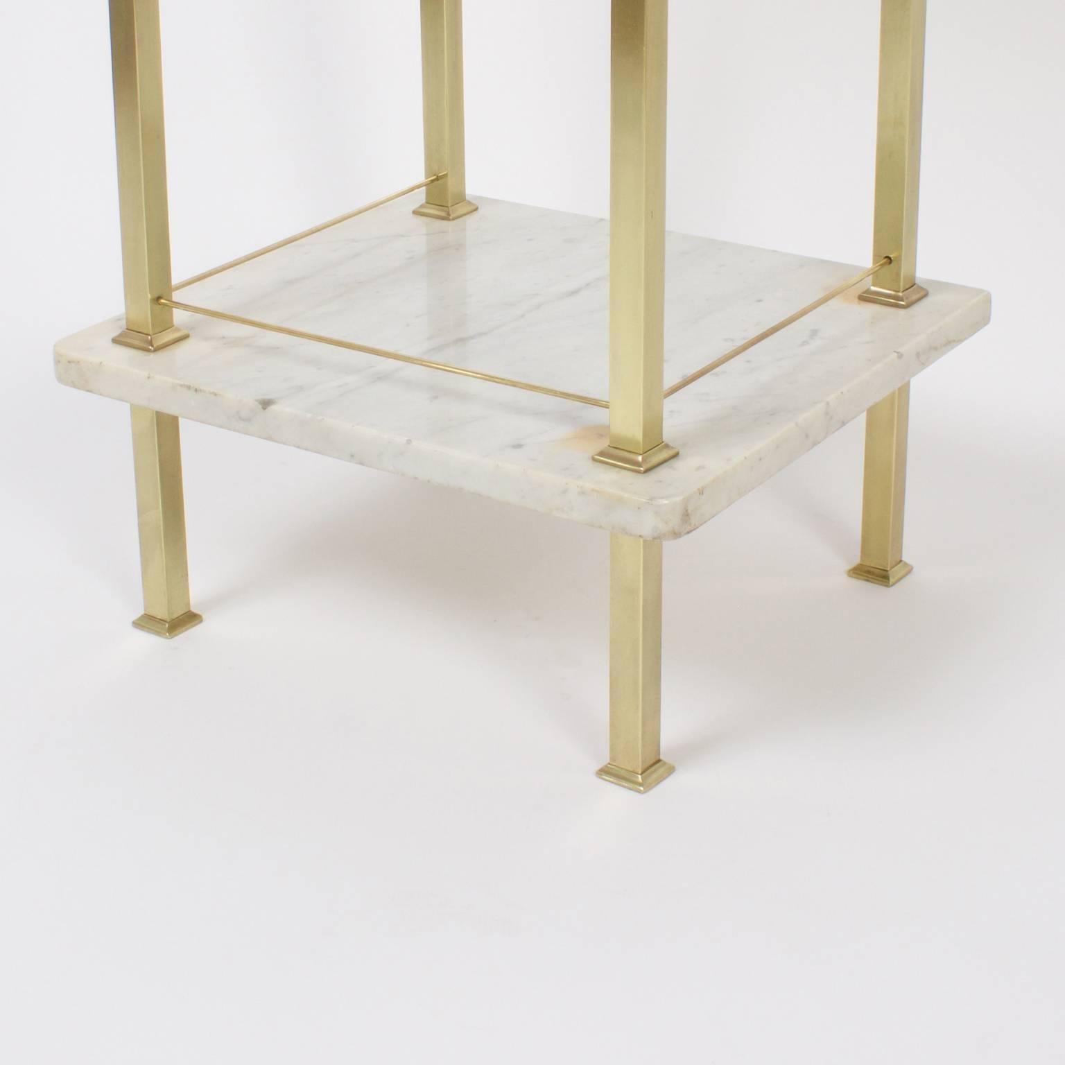 19th Century Pair of Brass and Marble Nightstands