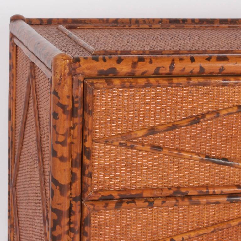 Pair of ThreeDrawer Bamboo Chests For Sale at 1stdibs