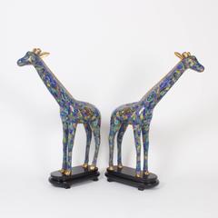 Impressive Pair of Mid-Century Cloisonné Giraffes
