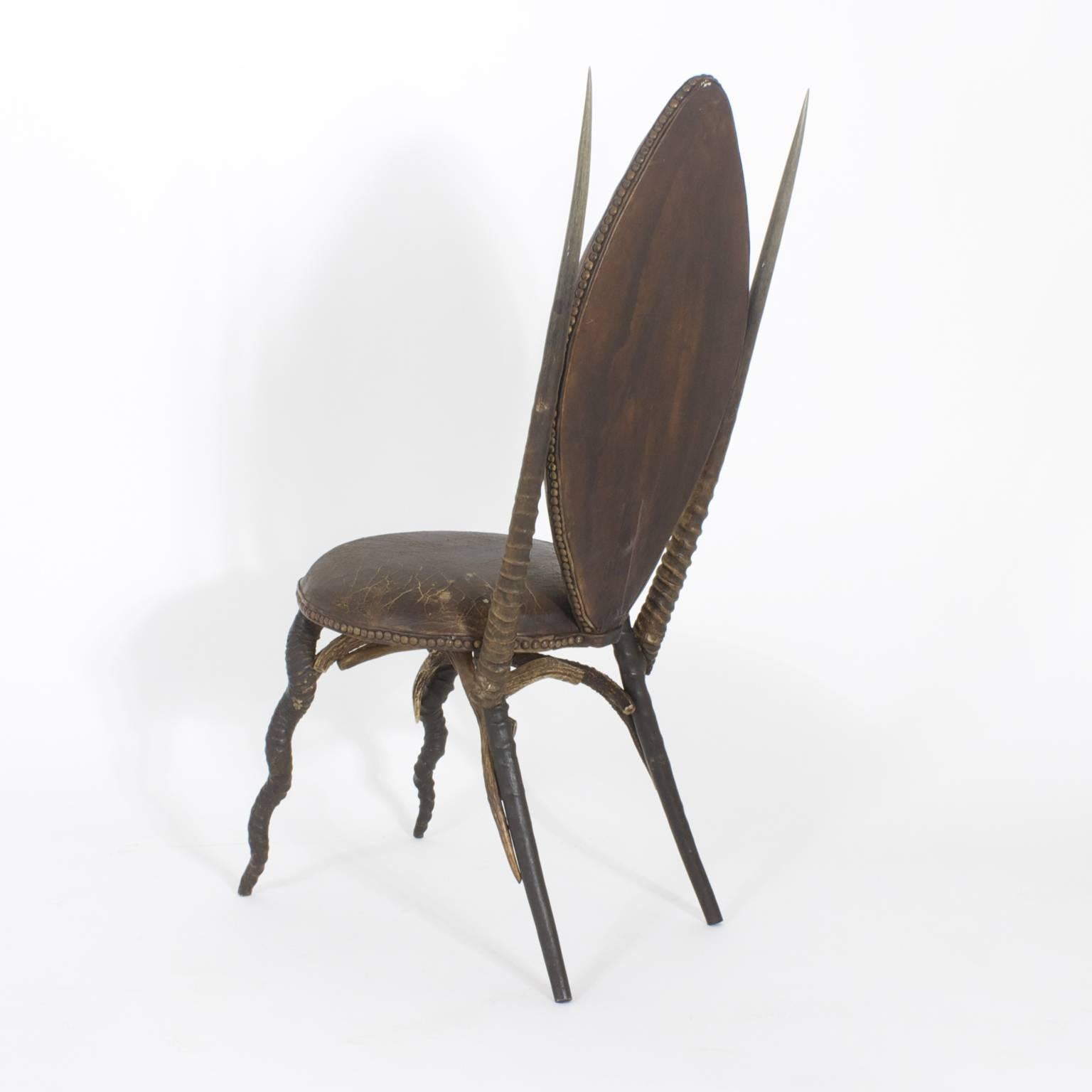 Campaign Early 20th Century Set of Six Horn Dining Chairs, Exceptional