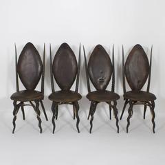 Exceptionnel ensemble de six chaises de salle à manger en corne du début du XXe siècle