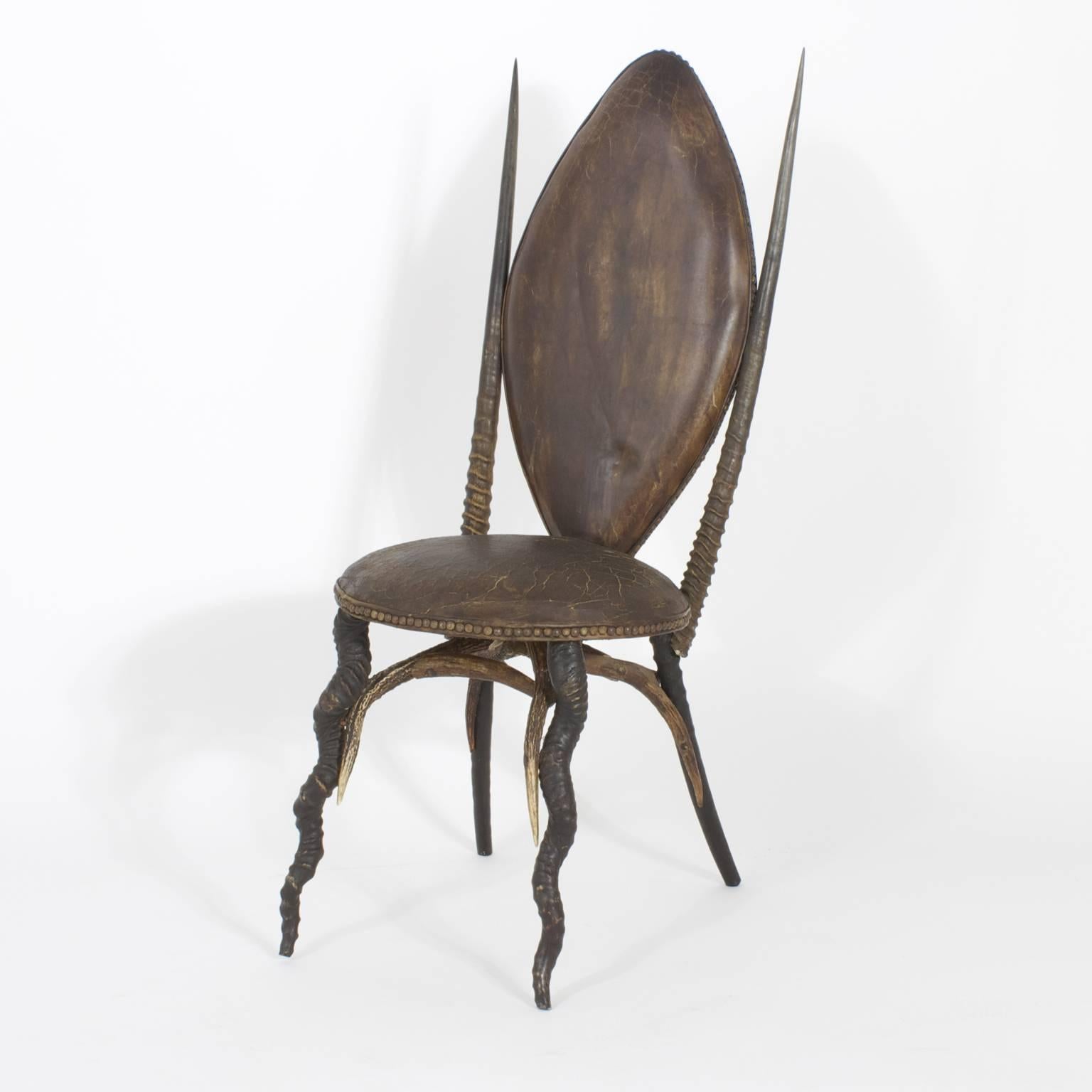 German Early 20th Century Set of Six Horn Dining Chairs, Exceptional