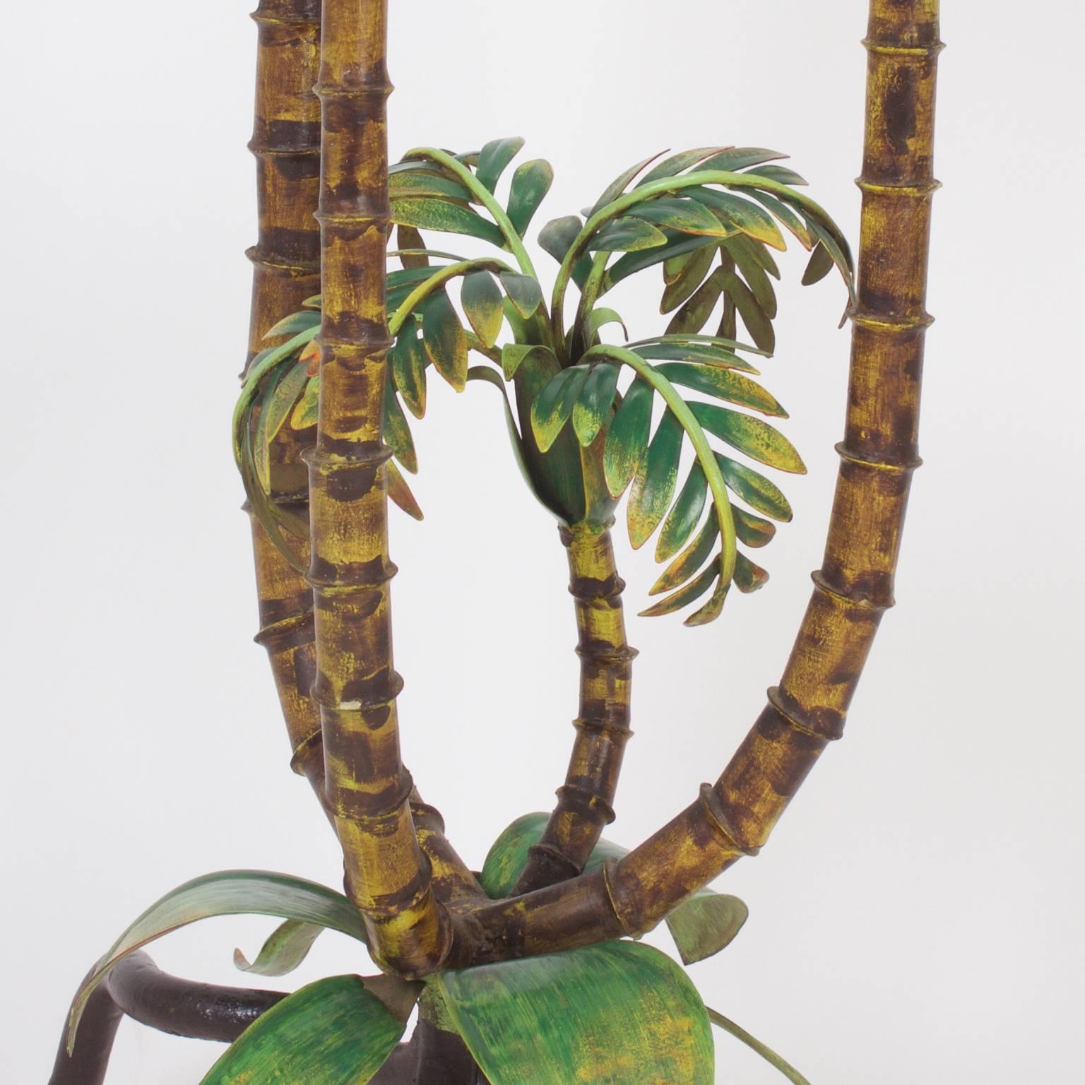 Italian Mid-Century Painted Iron or Tole Palm Tree