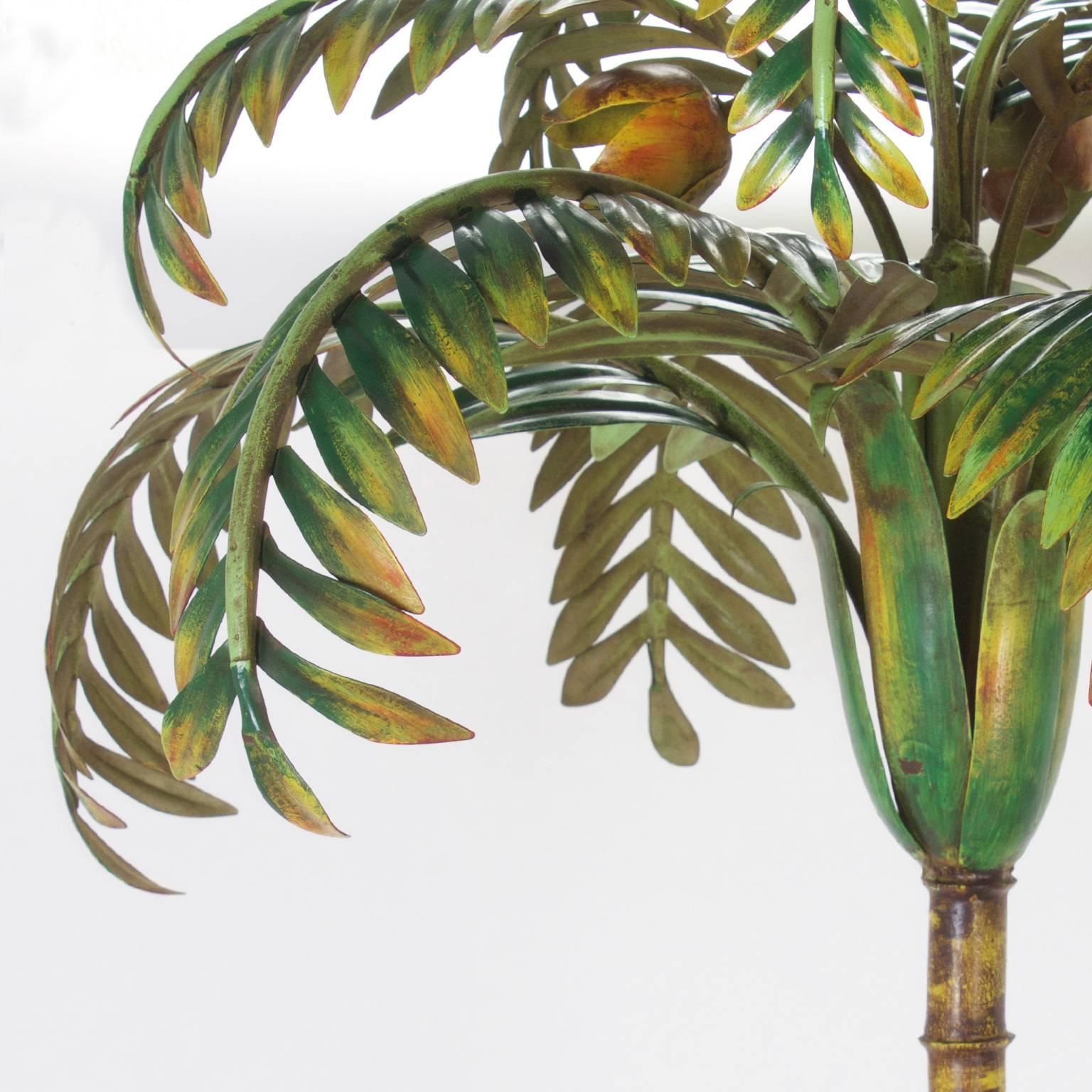 Mid-Century Painted Iron or Tole Palm Tree In Good Condition In Palm Beach, FL