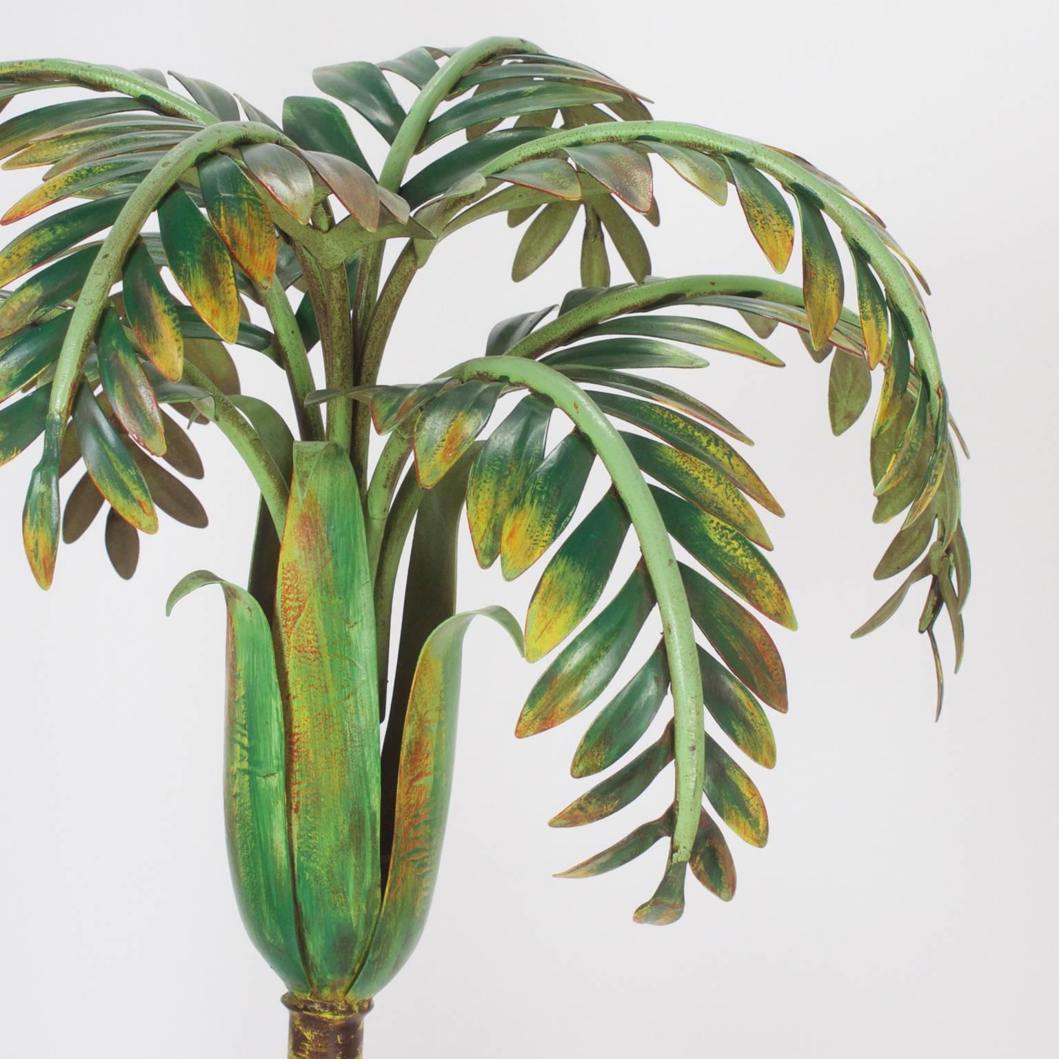 20th Century Mid-Century Painted Iron or Tole Palm Tree