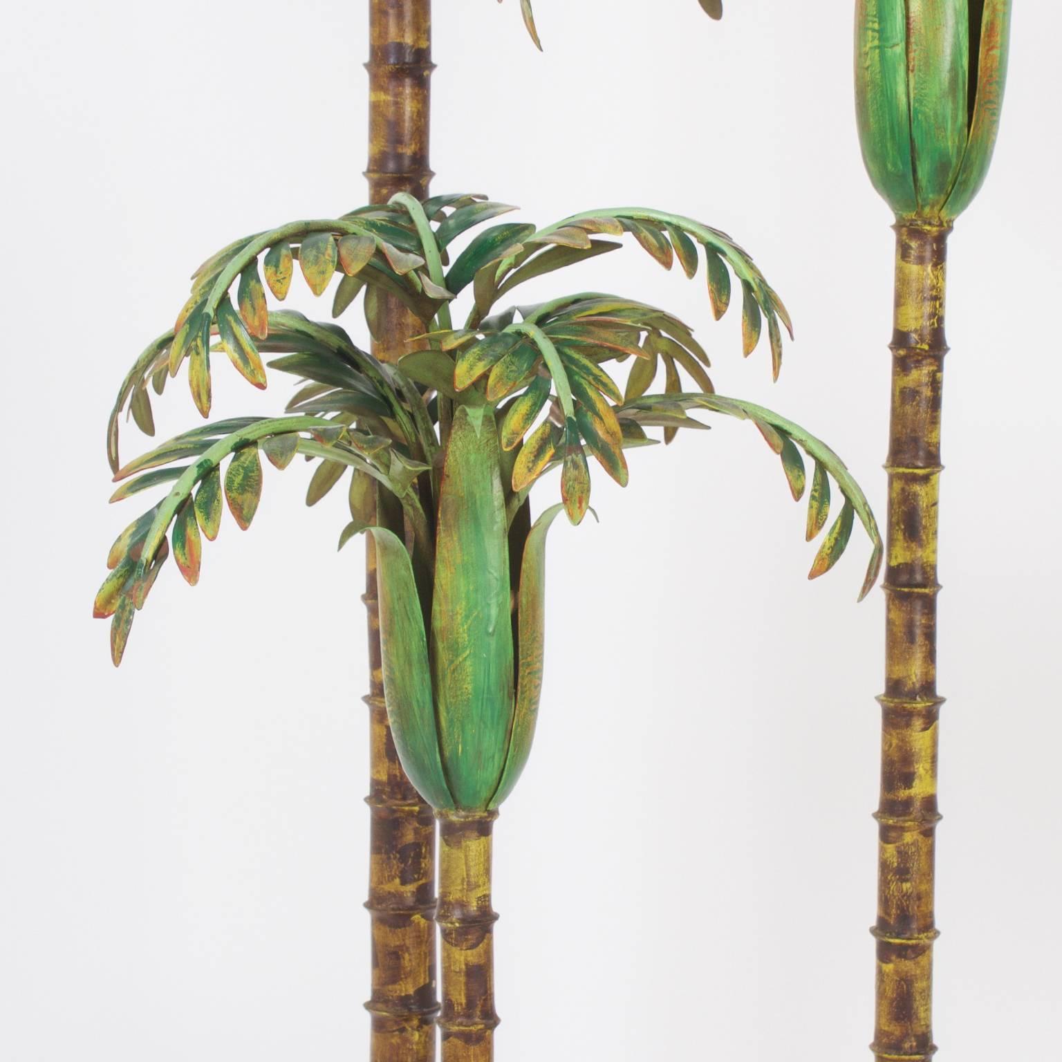 Metal Mid-Century Painted Iron or Tole Palm Tree