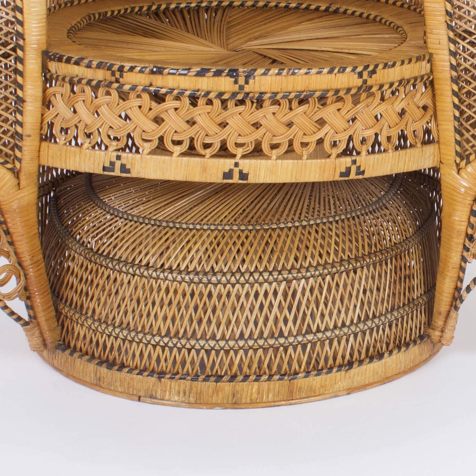 1930’s Rattan Peacock Chair In Excellent Condition In Palm Beach, FL