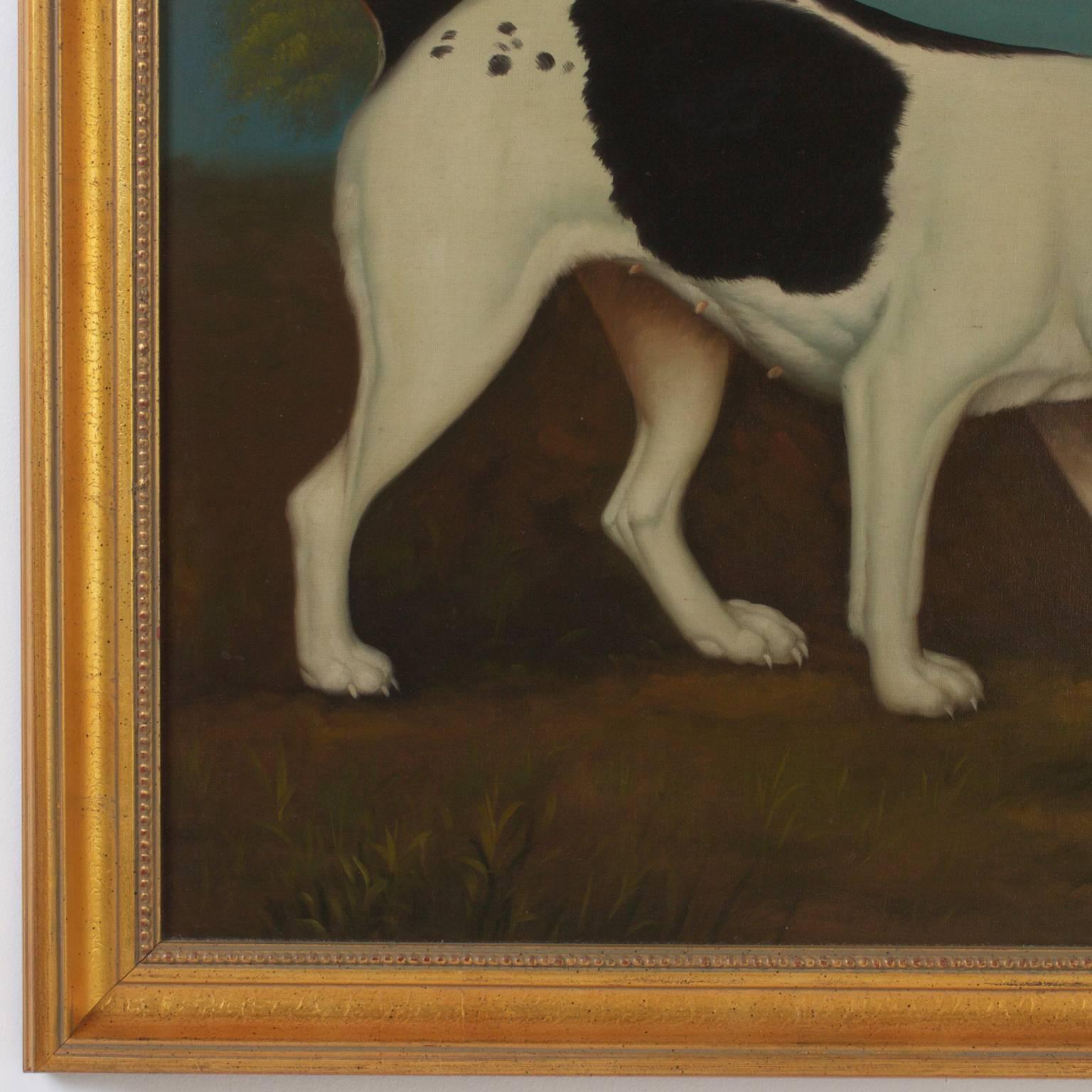 20th Century Oil Painting on Canvas of Two Hunting Dogs