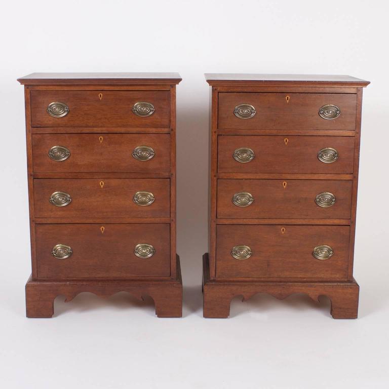 Pair of Antique Chippendale Style Mahogany Nightstands or Chests at