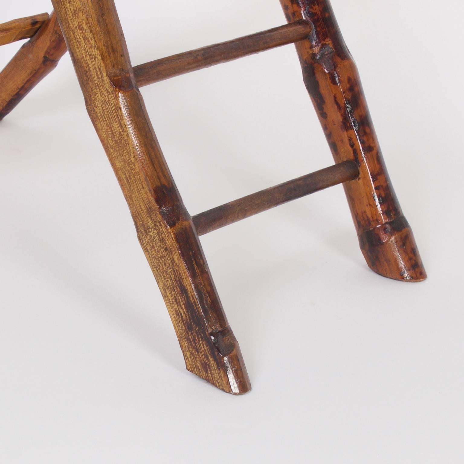 20th Century Vintage Pair of Burnt Bamboo Tables