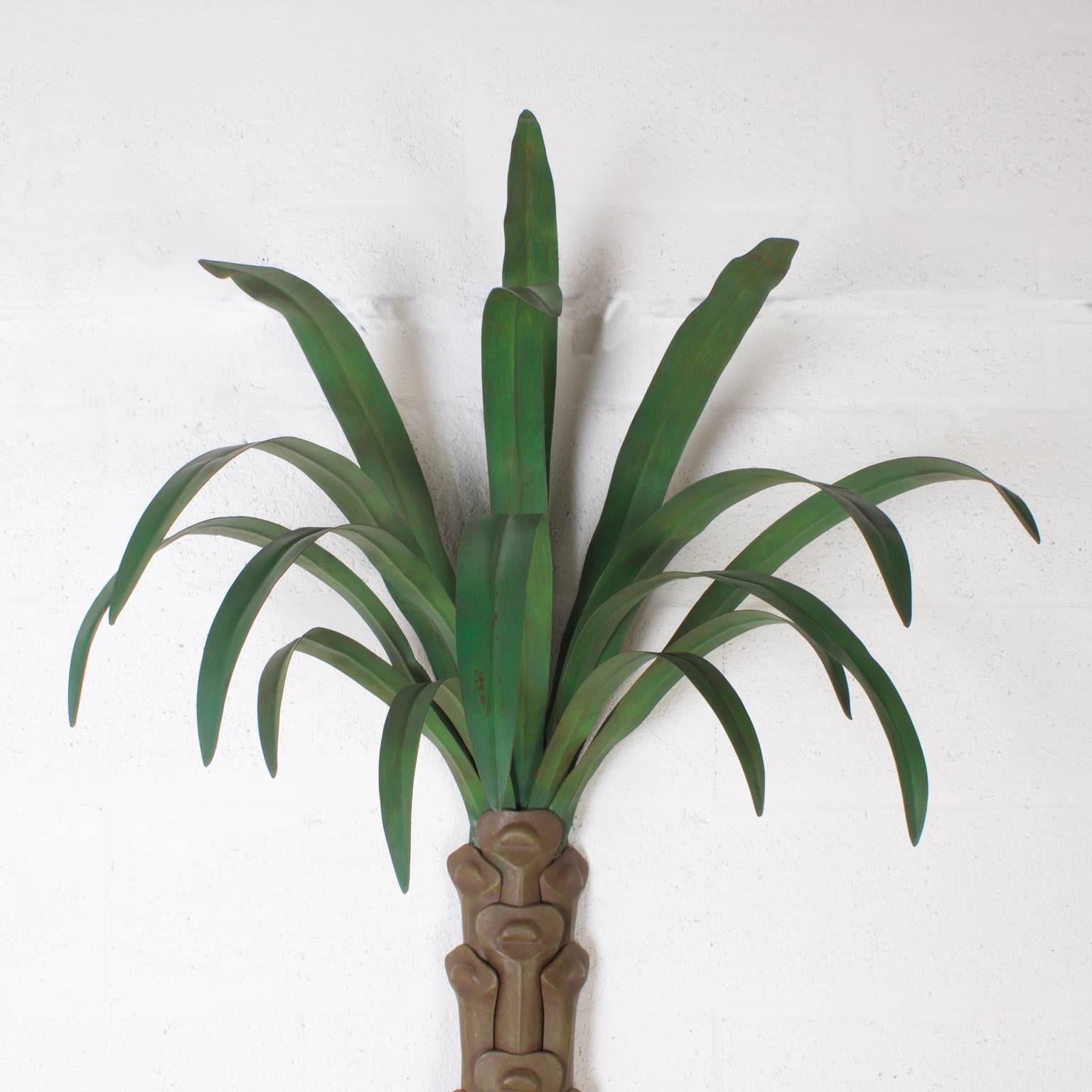 Mid-Century Modern Dramatic Pair of Tole Wall-Mounted Palm Trees