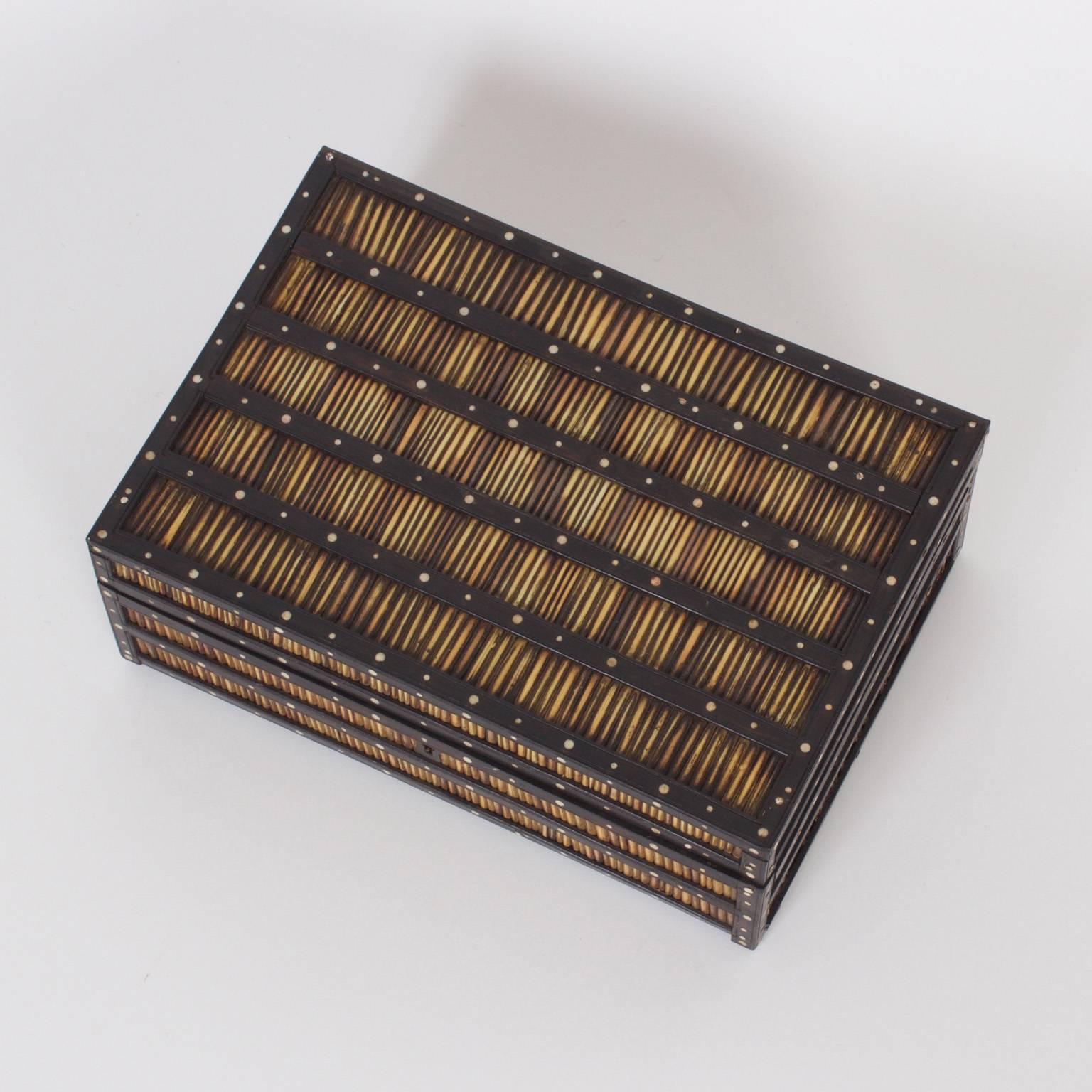 antique porcupine quill box