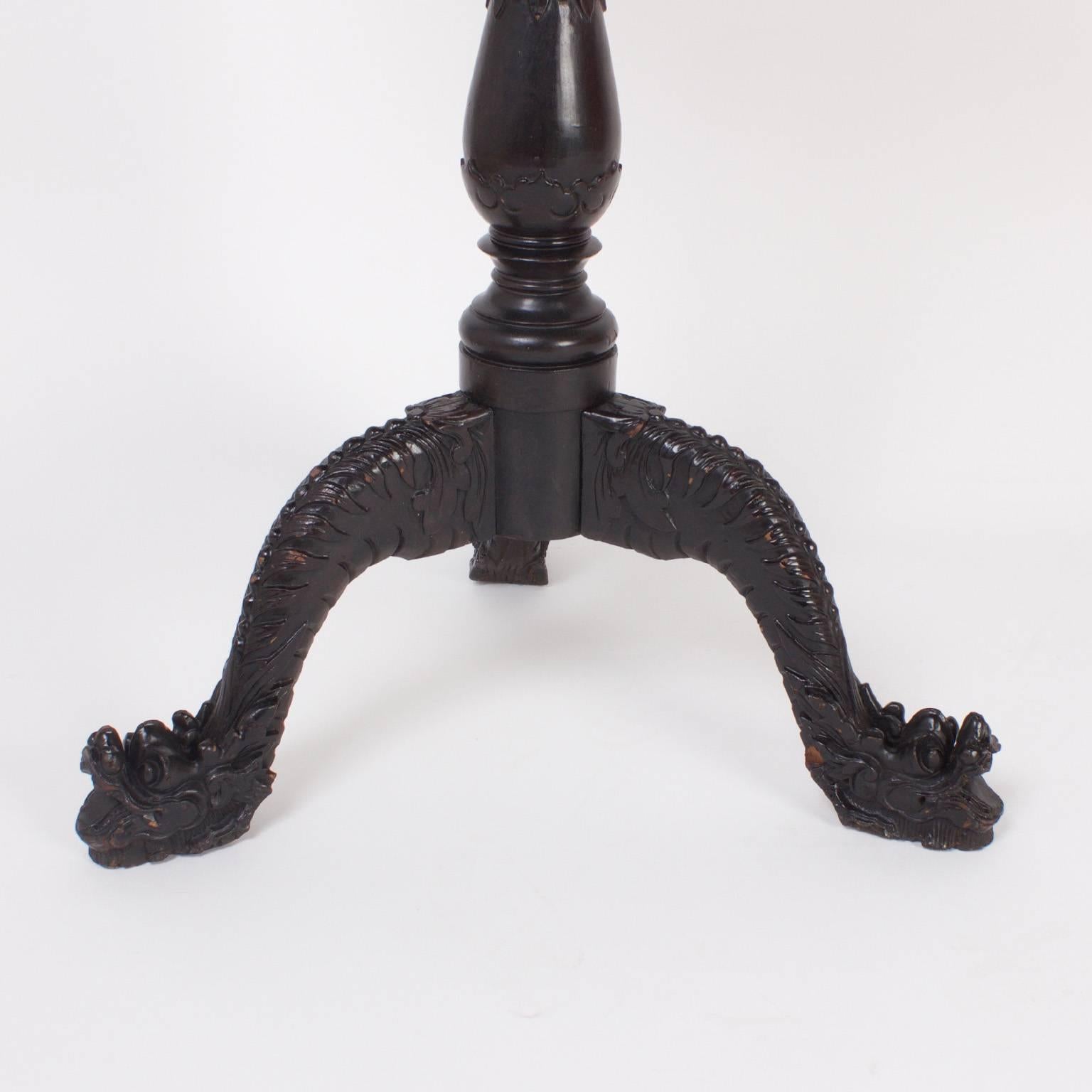 Rare Chinese Carved Rosewood Table or Candle Stand For Sale 1