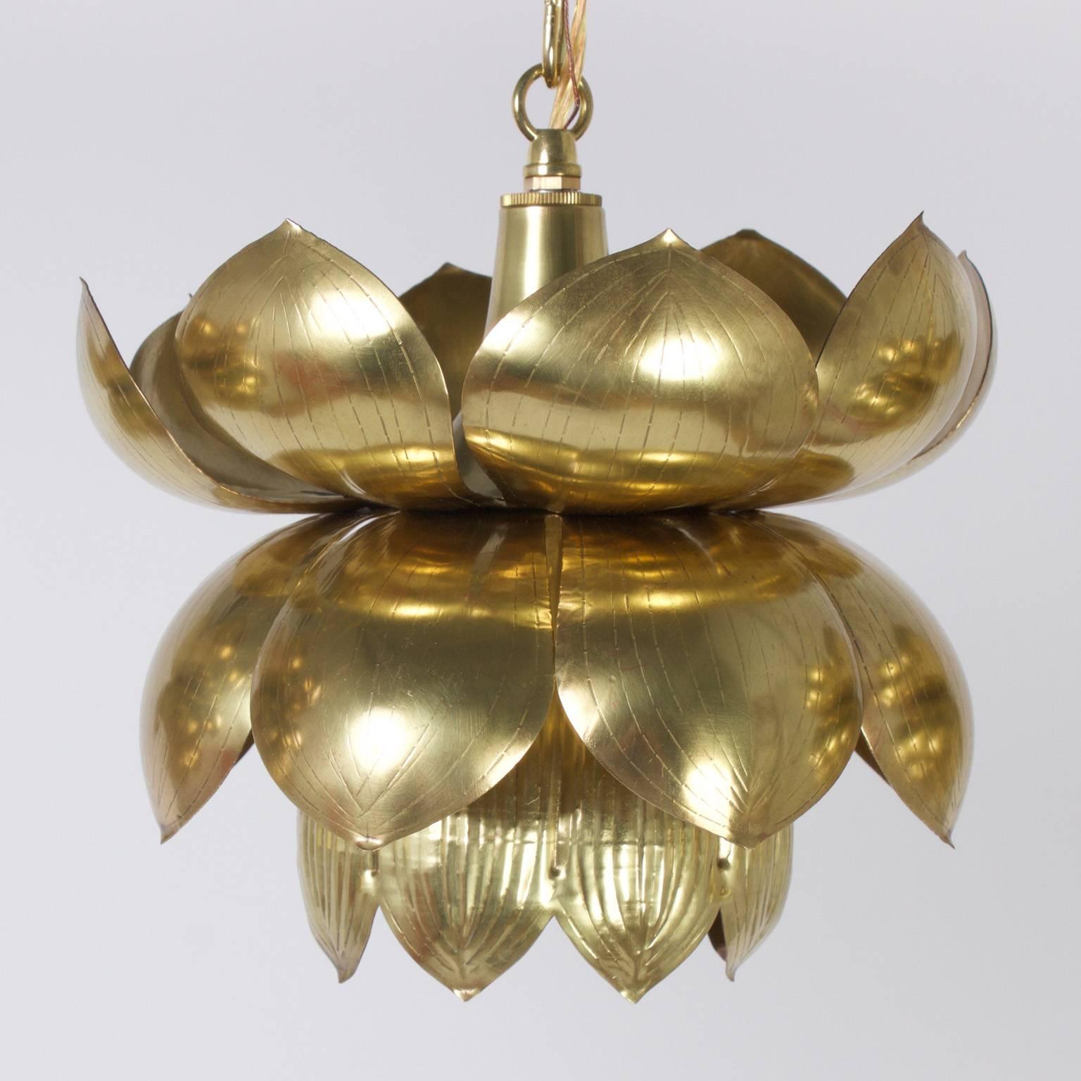 Three Brass Lotus Lights at 1stDibs