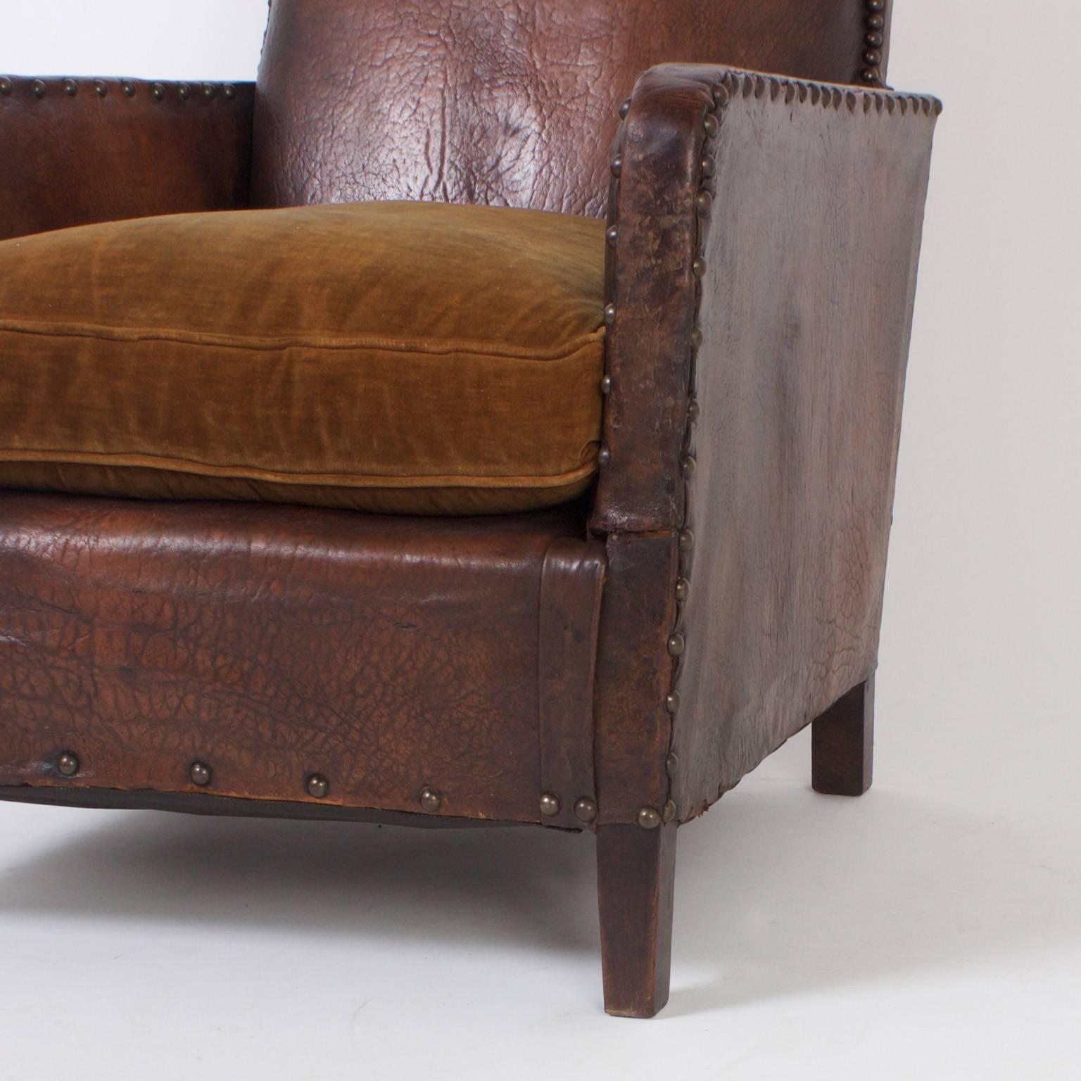 Pair of Art Deco Leather Club Chairs 1