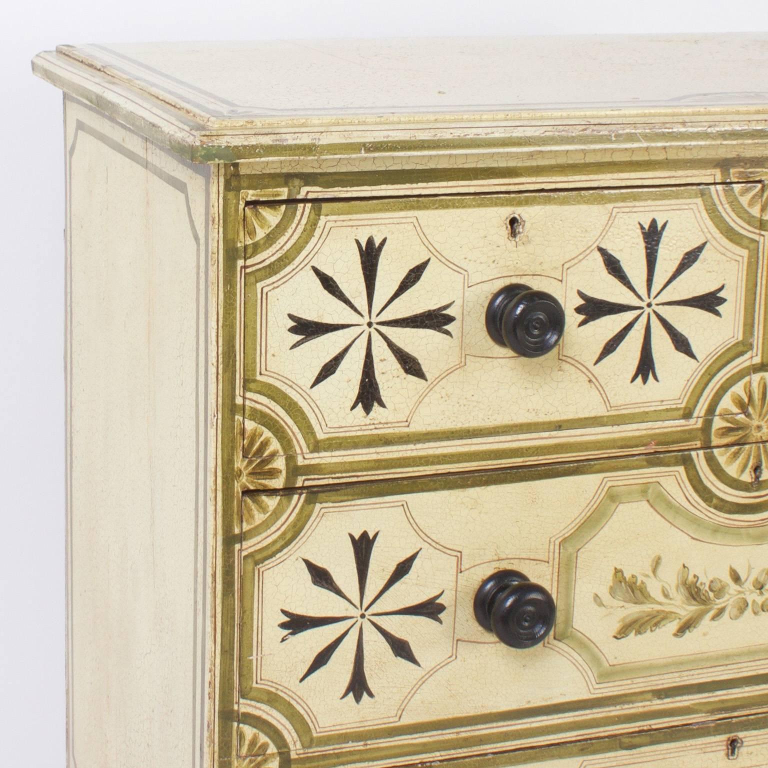 English Vintage Painted Cottage Chest of Drawers