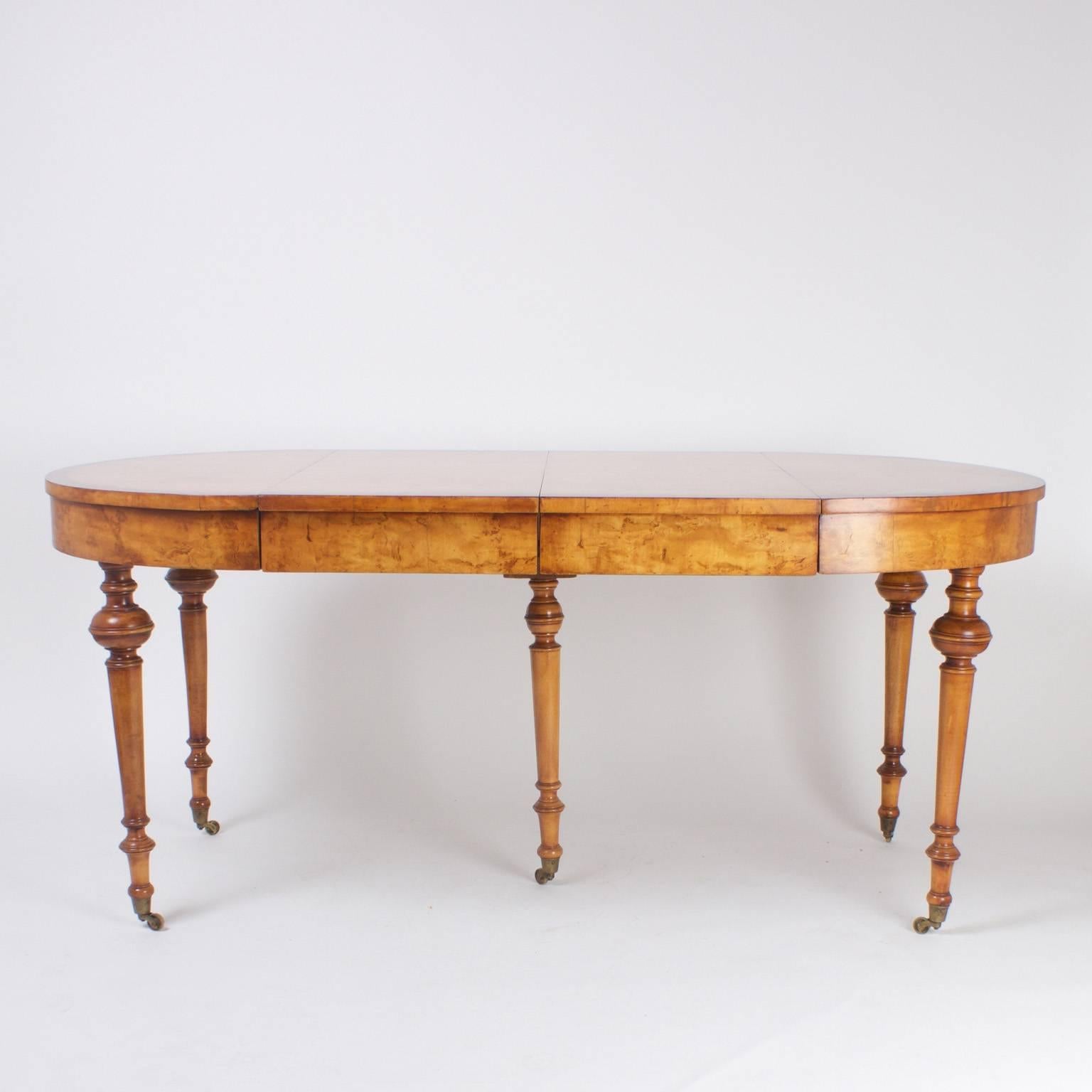 Napoleon III Expandable Dining Table with a Rare Burled Maple Top In Excellent Condition In Palm Beach, FL