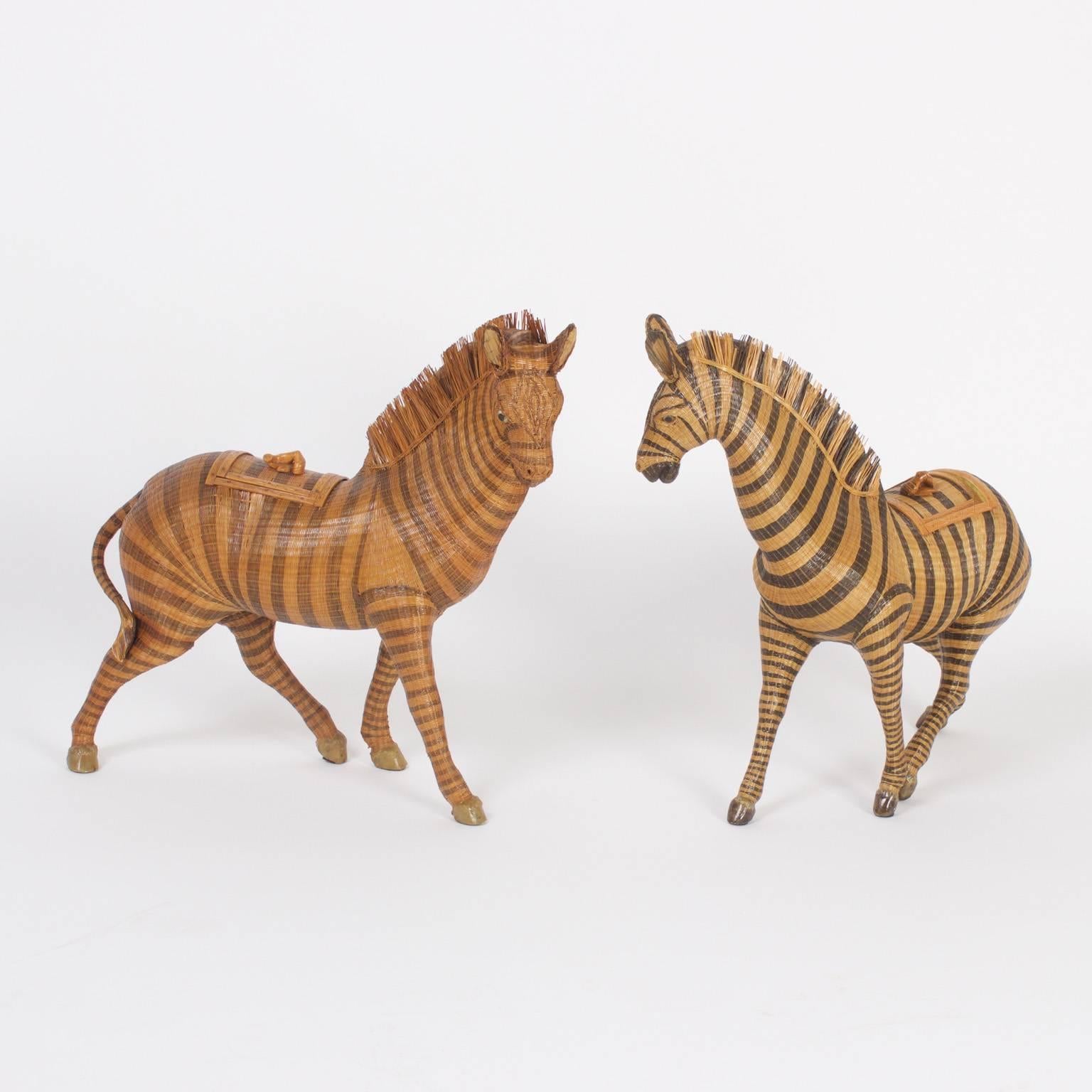 Chinese Woven Wicker Zebra Box For Sale