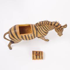 Charming Wicker Zebra Box