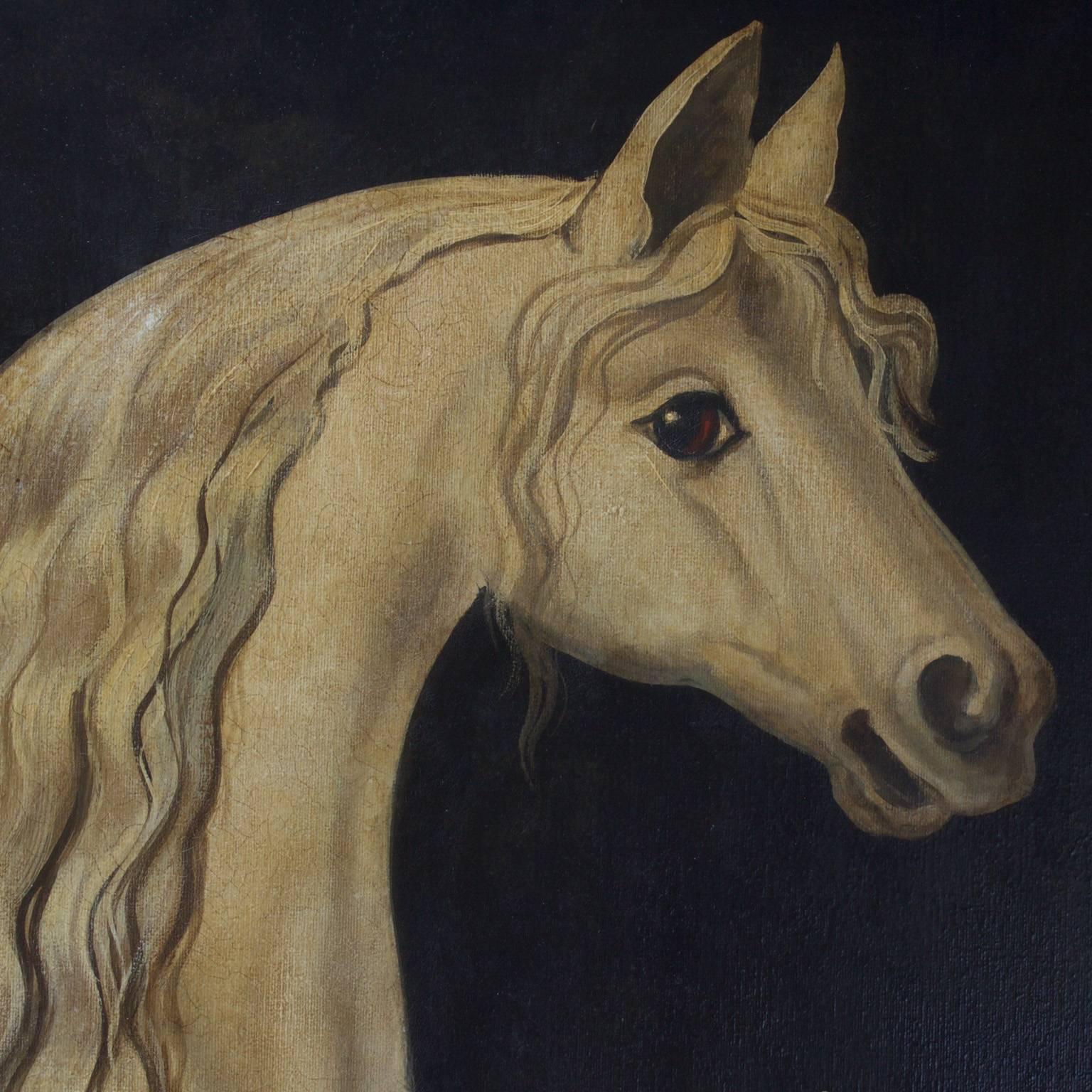 William Skilling Oil Painting on Canvas of an Andalusian Horse In Excellent Condition In Palm Beach, FL