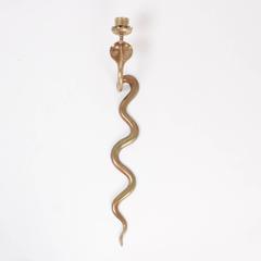 Pair of Mid-Century Brass Cobra Snake Sconces
