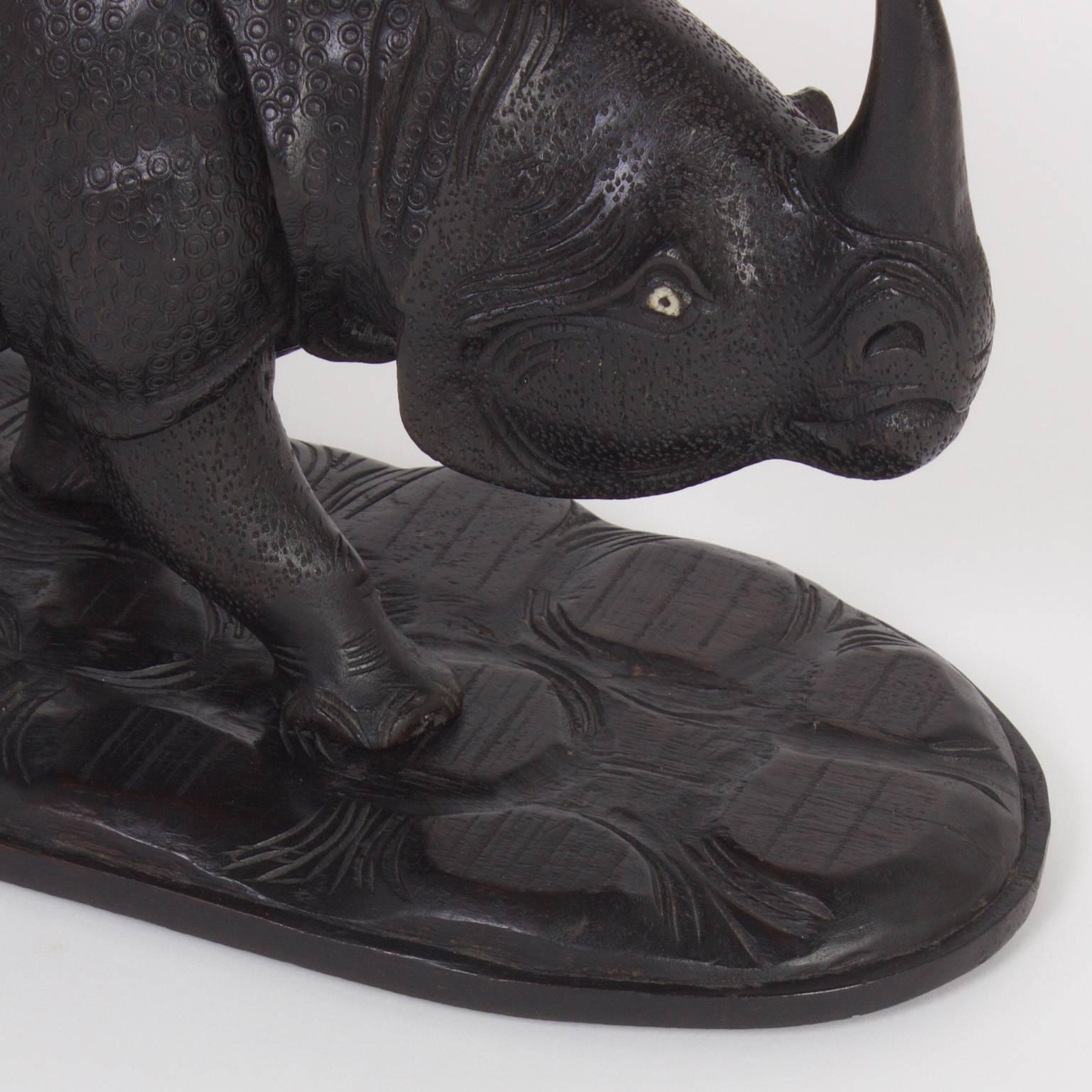 Anglo Indian Carved Wood Rhinoceros 1