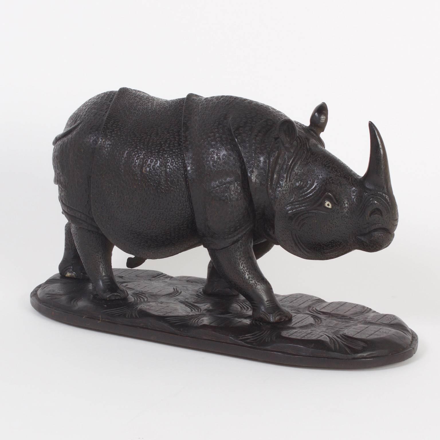Anglo-Indian Anglo Indian Carved Wood Rhinoceros