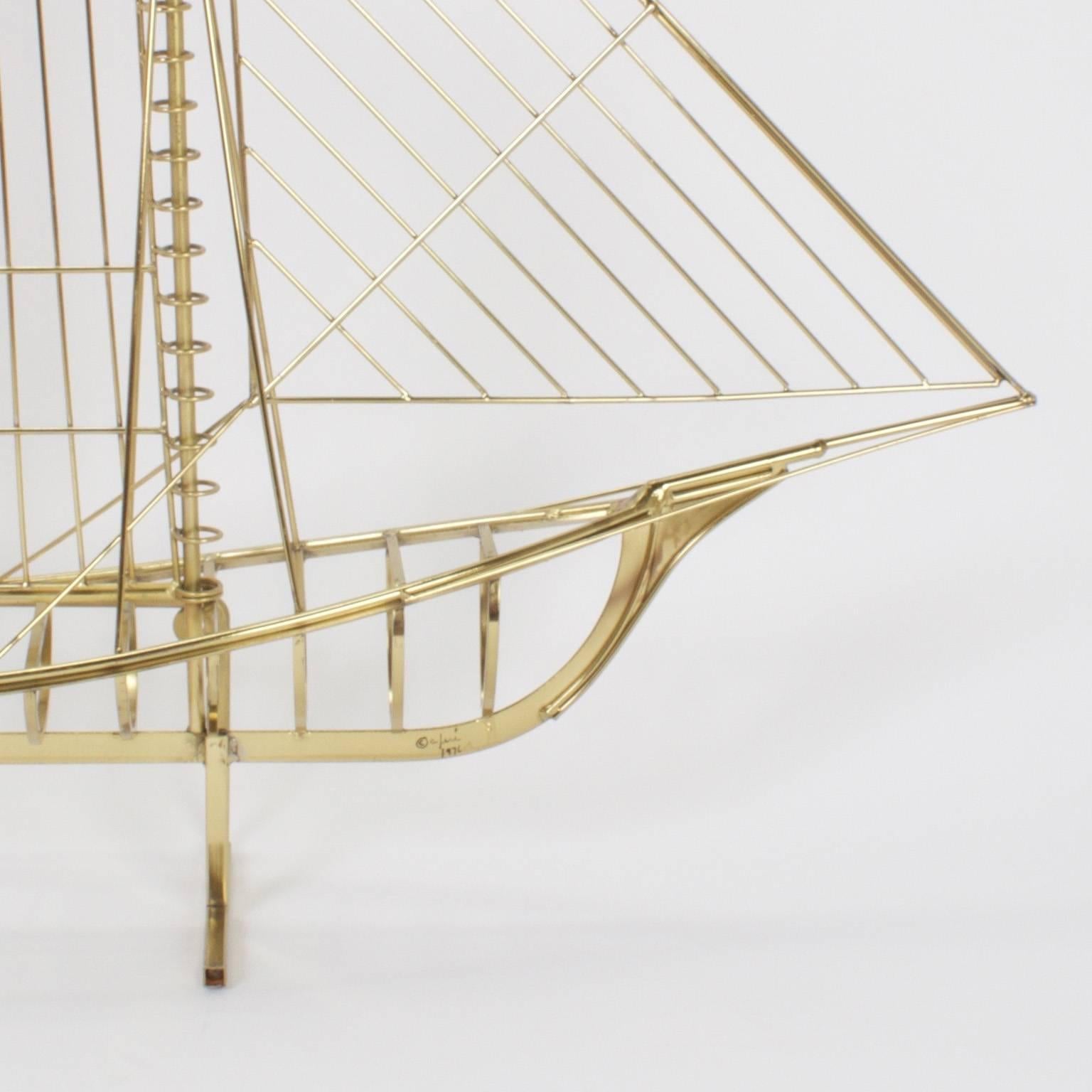 American Jere Brass Plated Sailboat Model