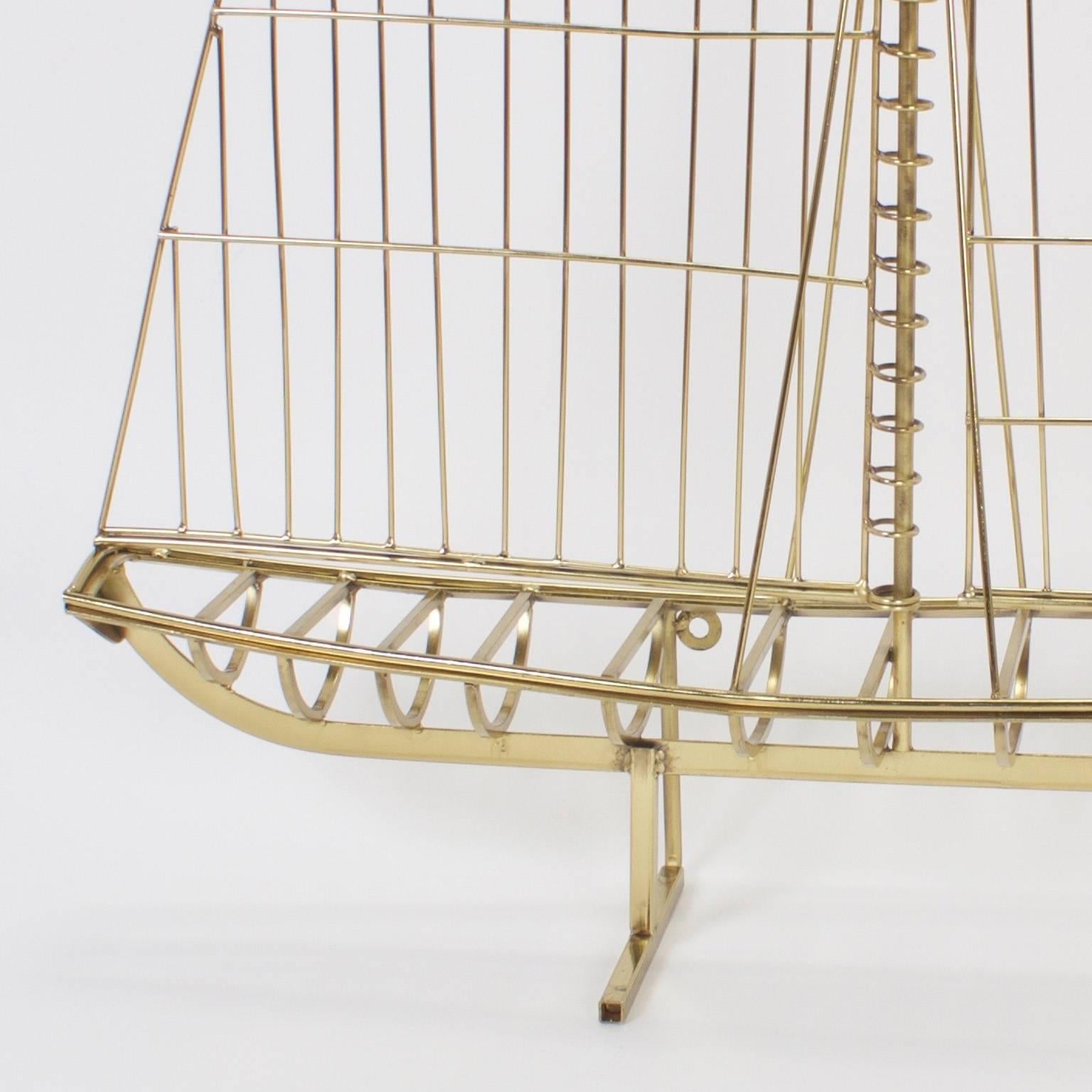 20th Century Jere Brass Plated Sailboat Model