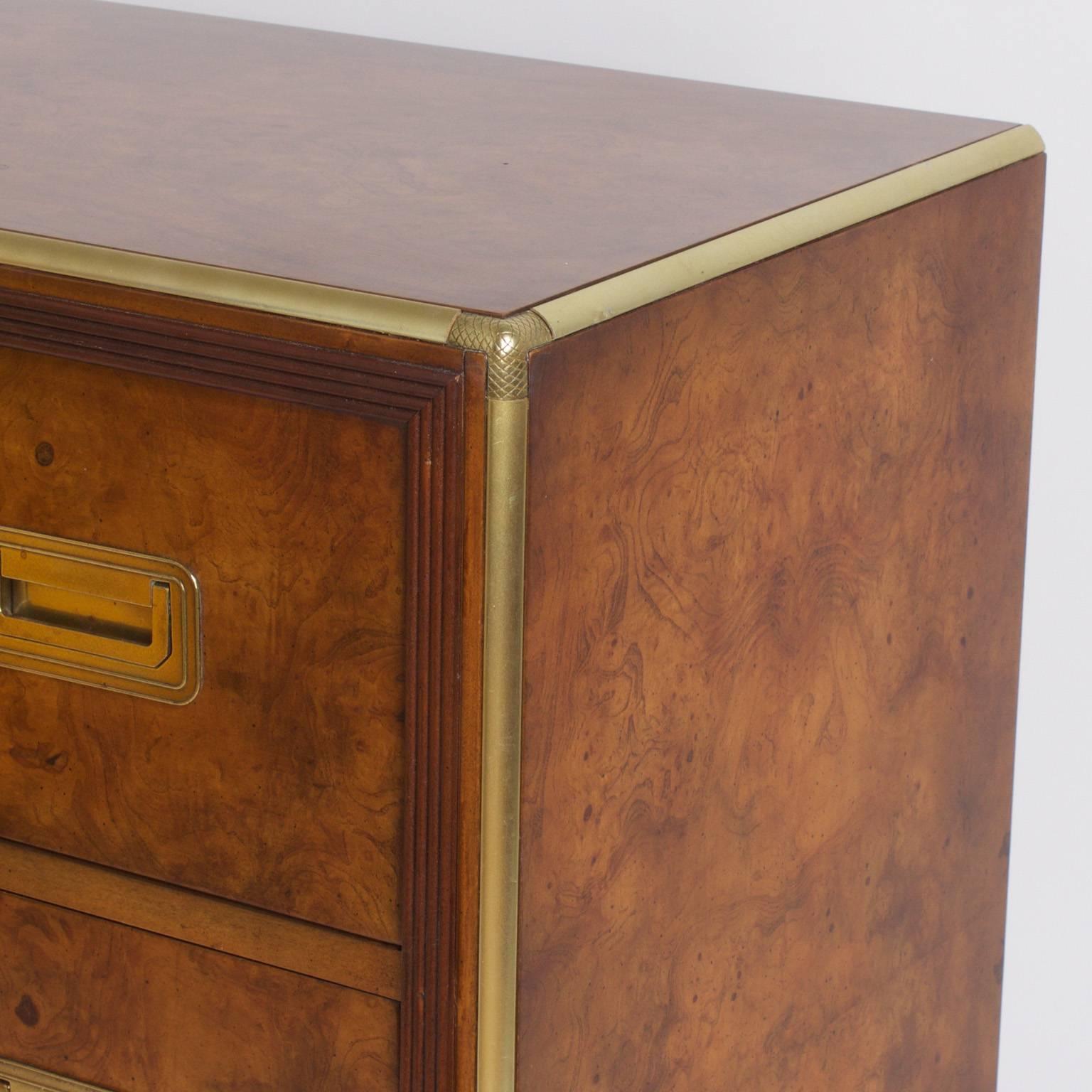 Handsome Pair of Mid Century Three Drawer Chests or Nightstands In Excellent Condition In Palm Beach, FL