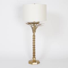 Pair of Mid-Century Brass Stylized Palm Tree Table Lamps