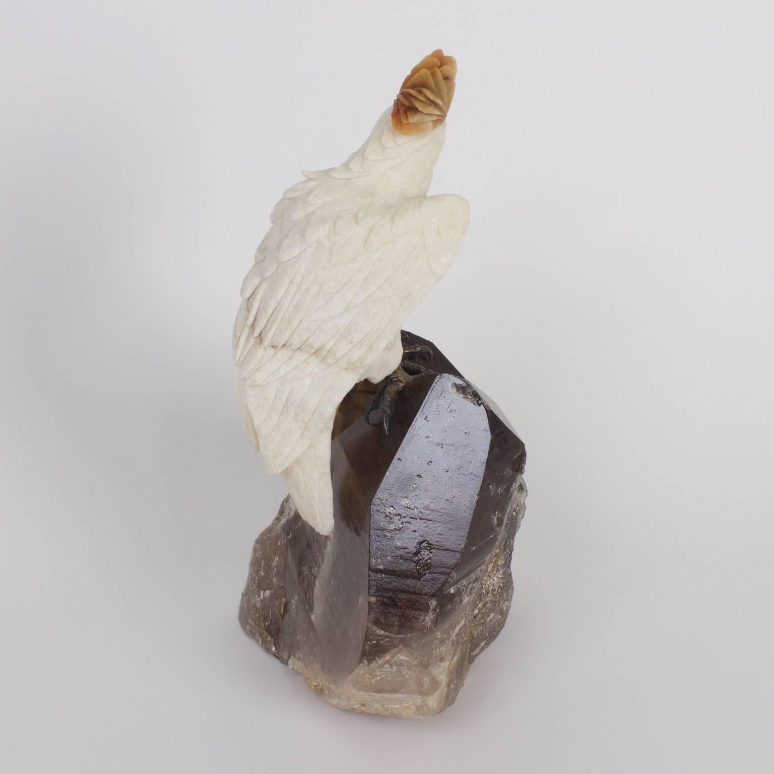 Amusant quartz Cockatoo sculpté en pierre dure Bon état - En vente à Palm Beach, FL