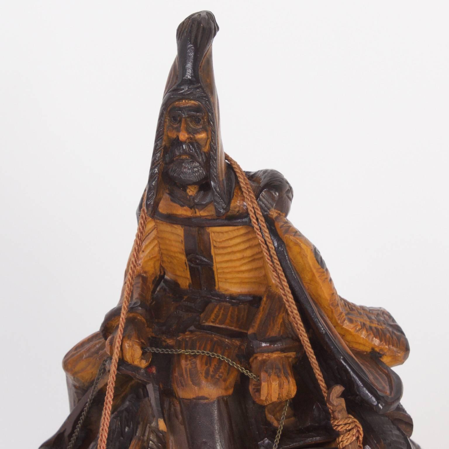 Early 20th Carved Moorish Figure on a Camel In Excellent Condition In Palm Beach, FL