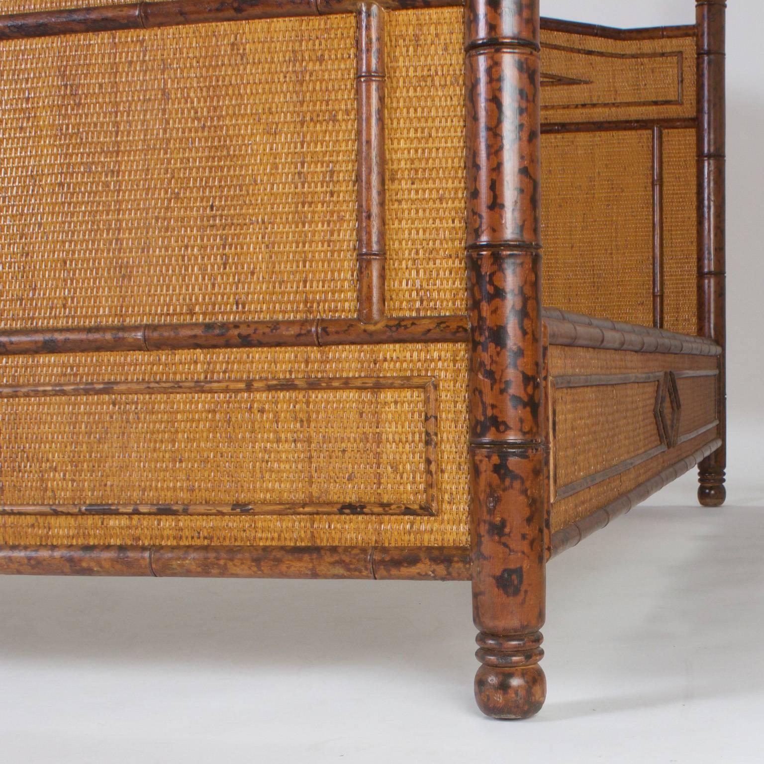 American Mid-Century Super King-Size Rattan Bed