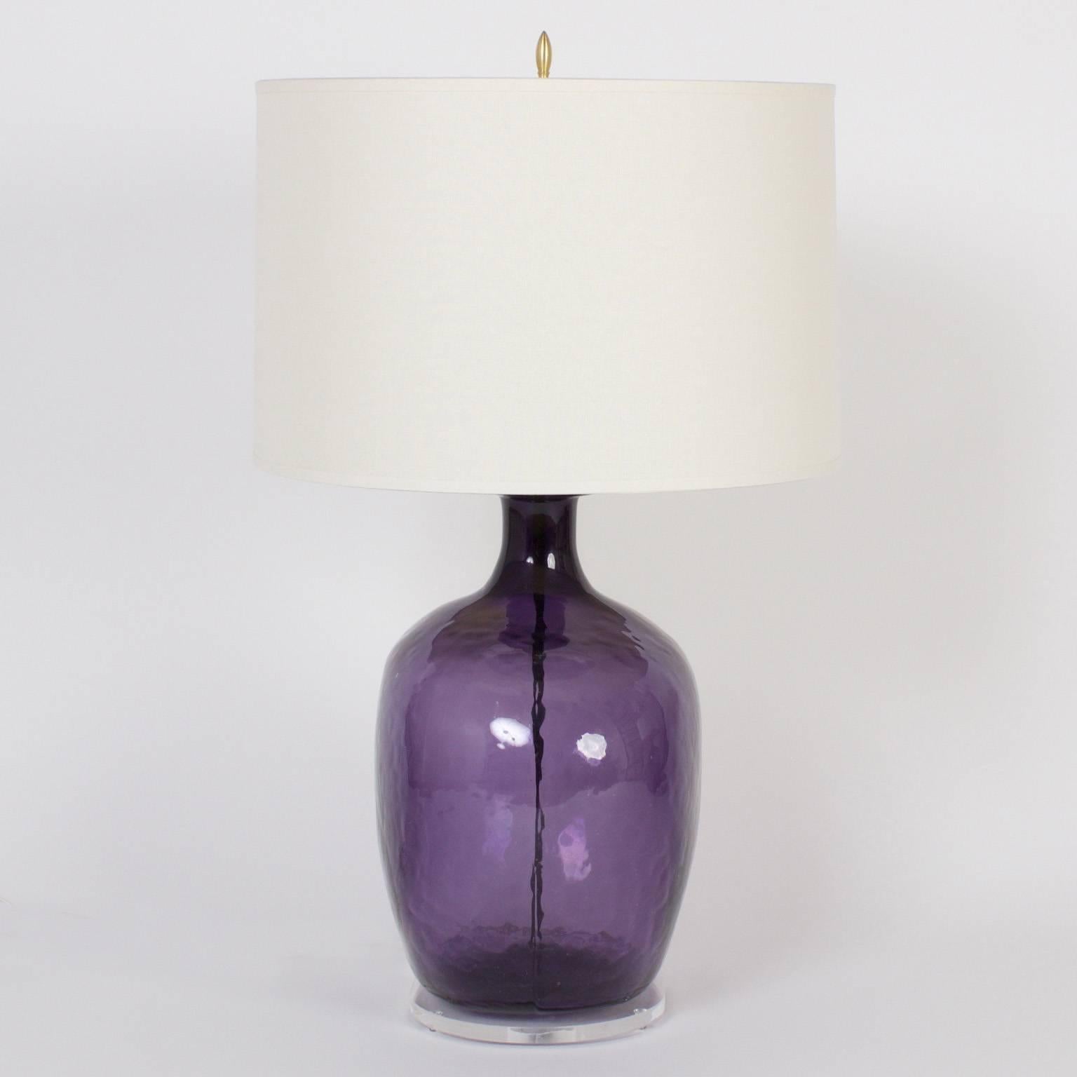purple glass lamps