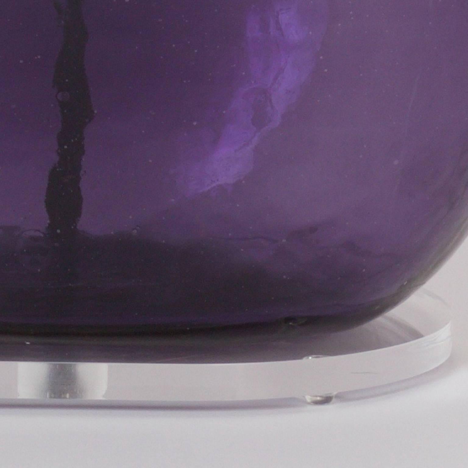 Mid-Century Modern Modern Pair of Purple Glass Table Lamps