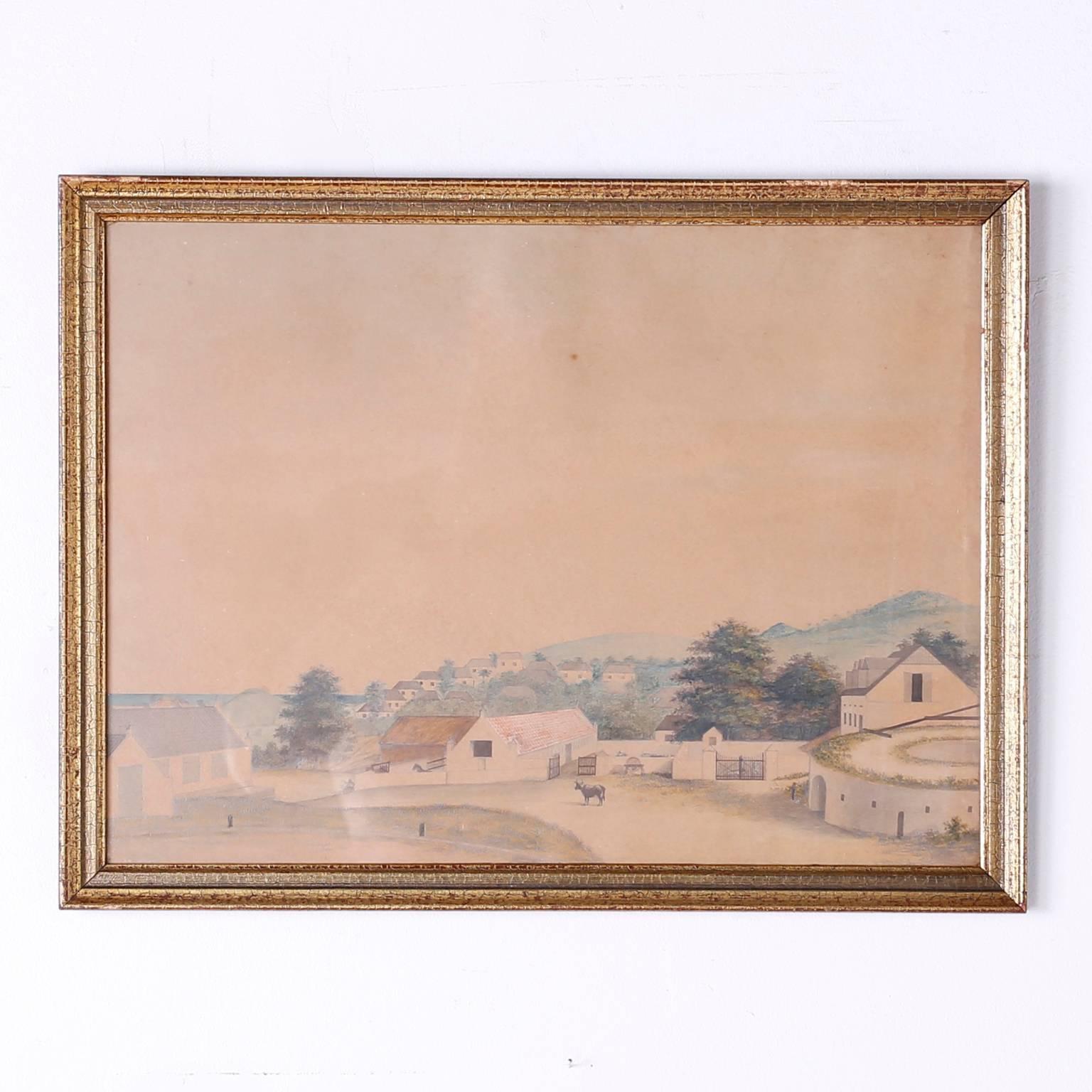 19th Century Rare Folky Watercolor Drawings on Paper by L.J. Harboe, Priced Individually For Sale