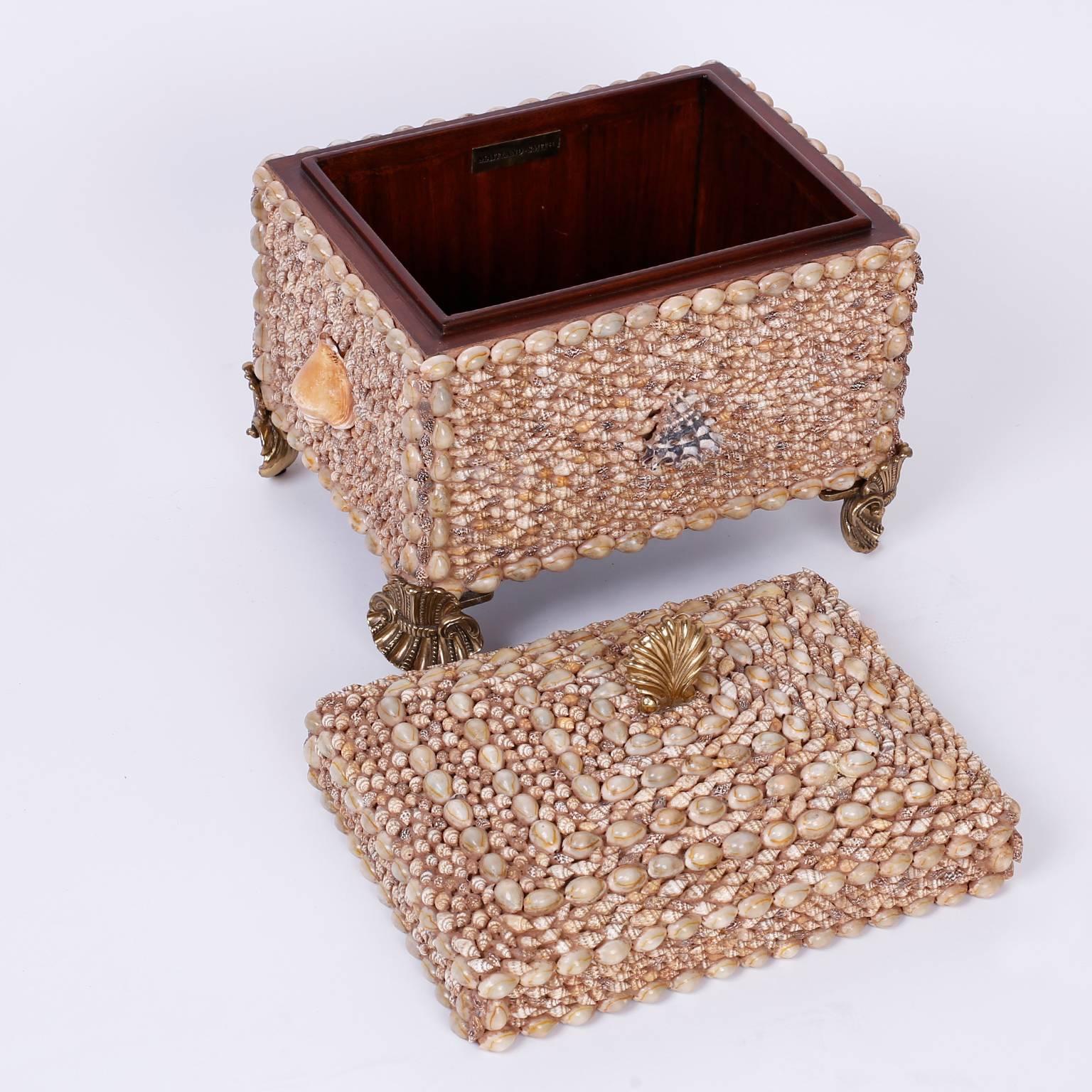 American Mid-Century Seashell Encrusted Lidded Box