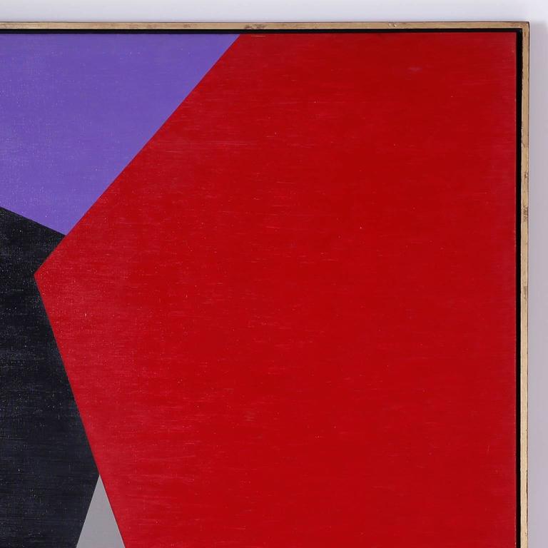 Bold Geometric Abstract Expressionist Painting on Canvas For Sale at