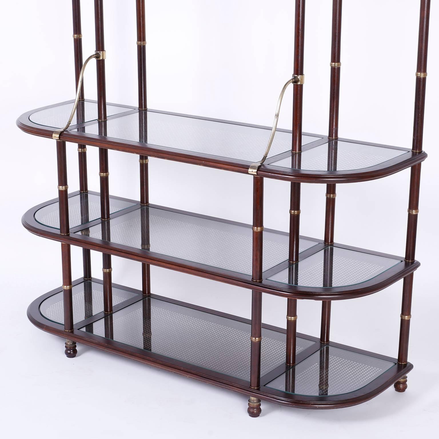 Regency Style Mahogany Étagère or Shelf with Faux Bamboo Accents In Good Condition In Palm Beach, FL